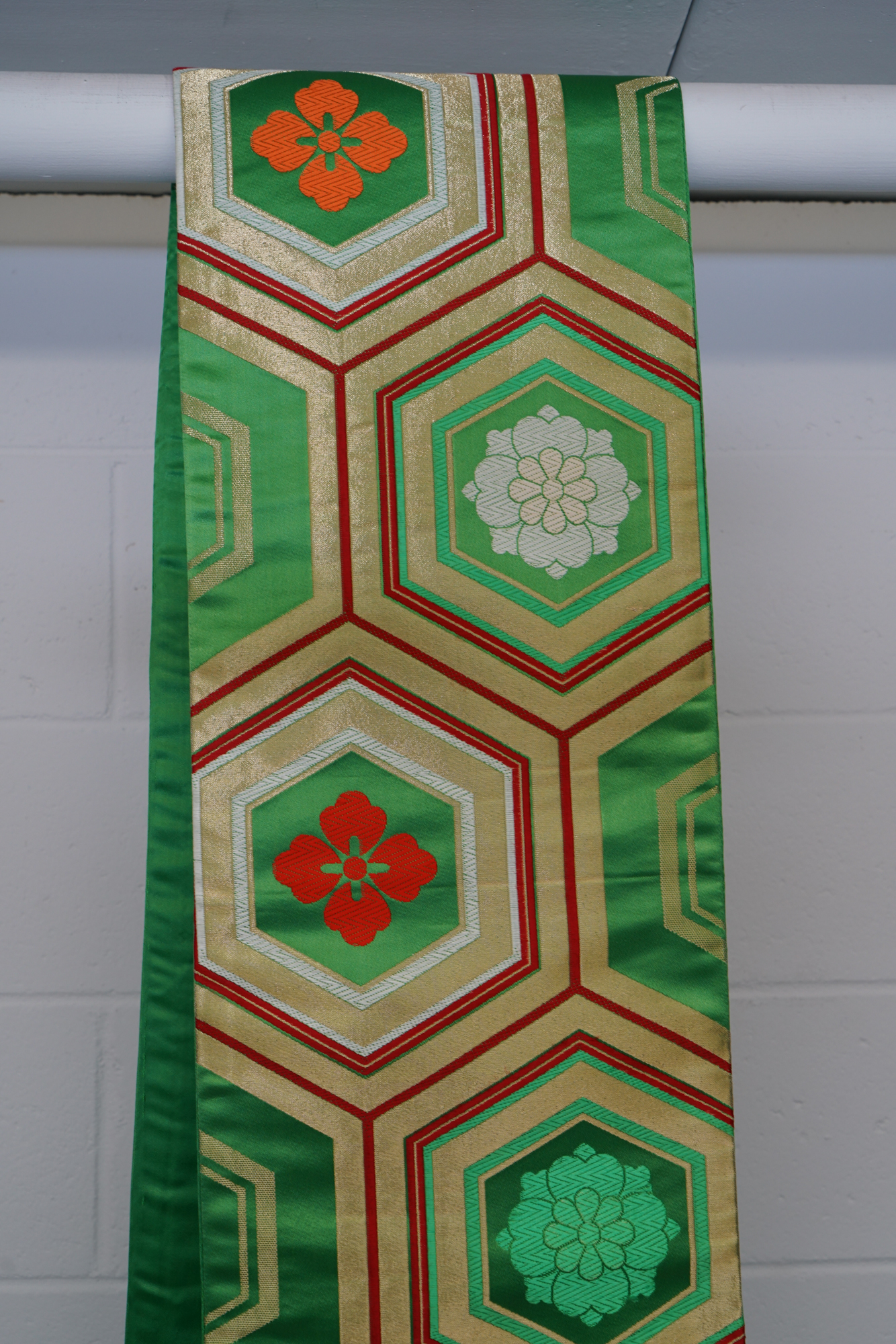 1950 Vintage Silk Satin Brocade Fukuro Obi