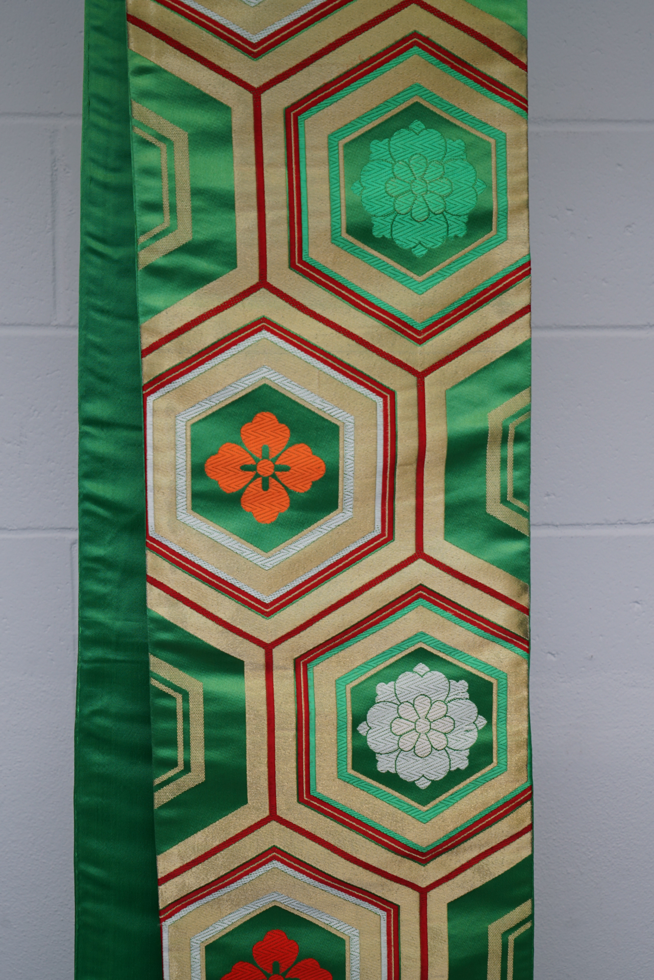 1950 Vintage Silk Satin Brocade Fukuro Obi