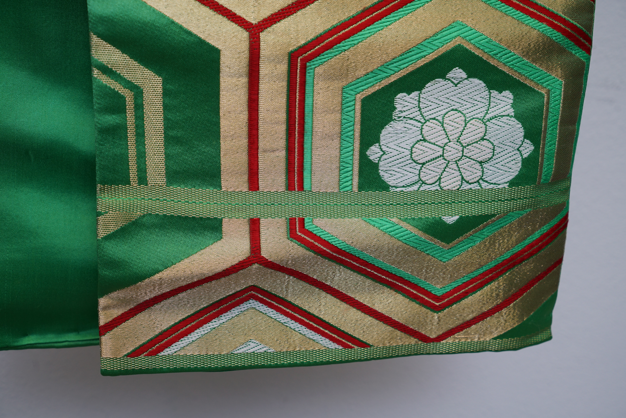 1950 Vintage Silk Satin Brocade Fukuro Obi