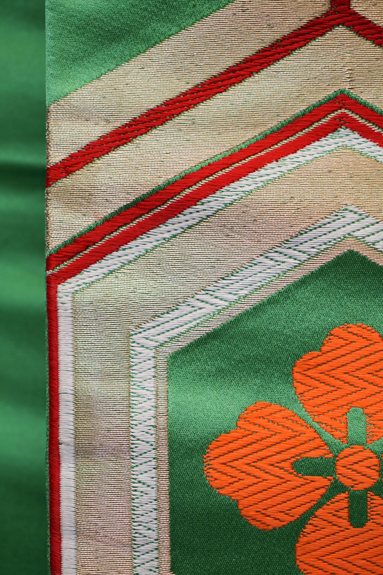 1950 Vintage Silk Satin Brocade Fukuro Obi