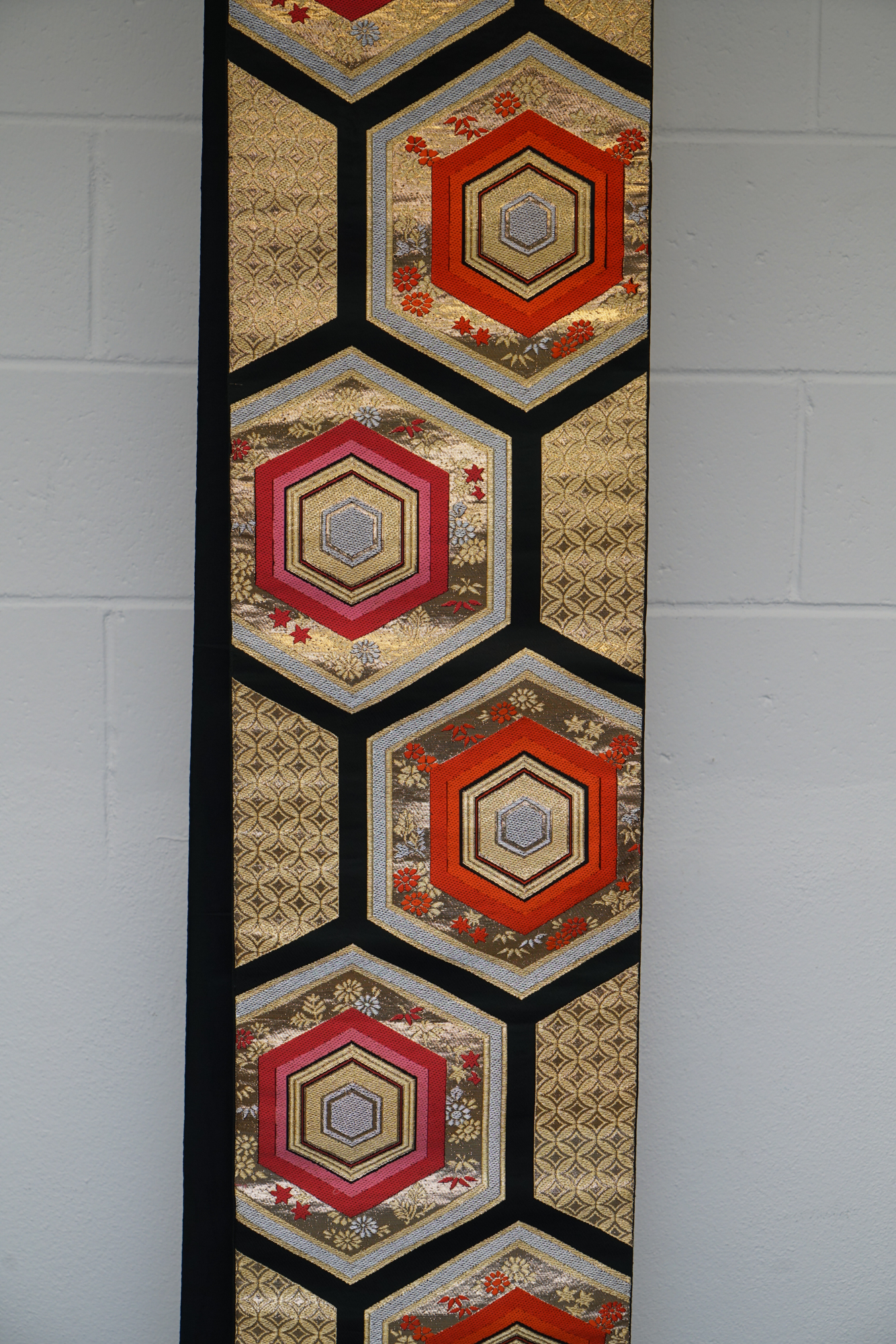 Circa 1950 Vintage Silk Brocade Fukuro Obi