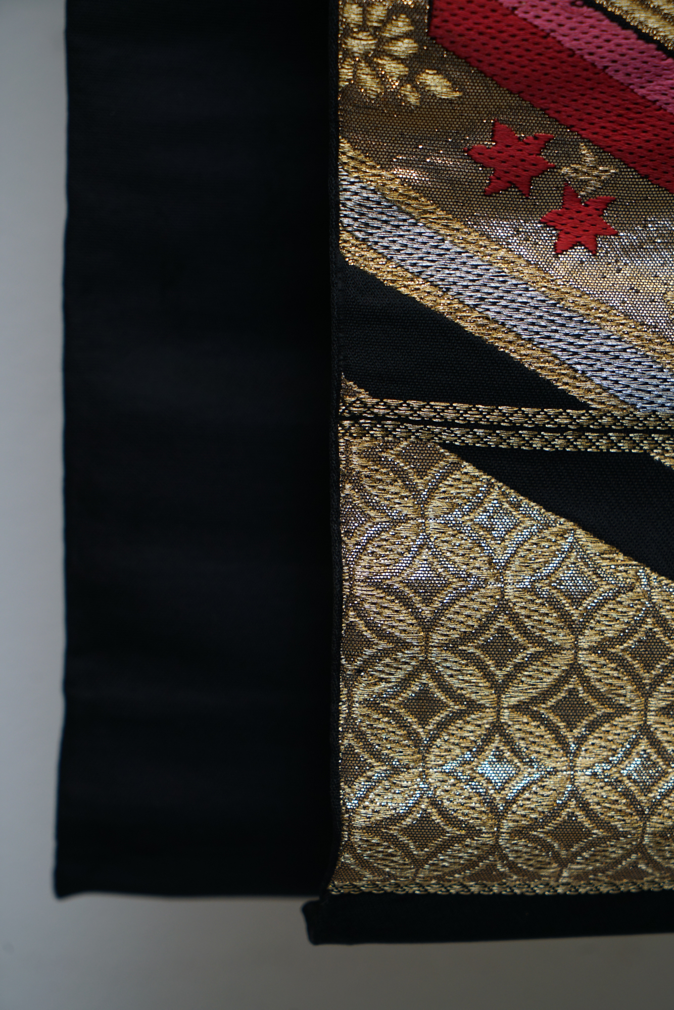 Circa 1950 Vintage Silk Brocade Fukuro Obi