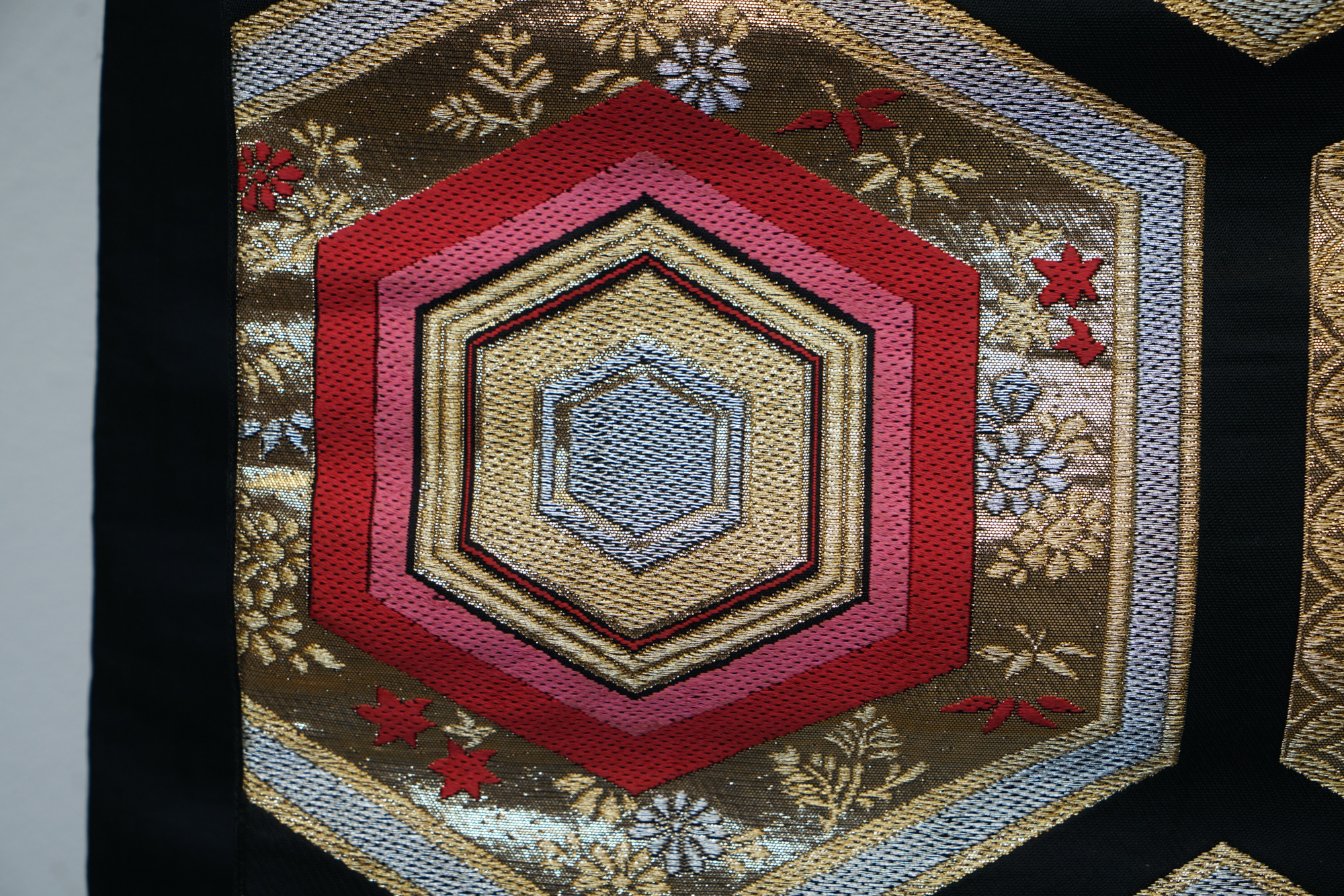 Circa 1950 Vintage Silk Brocade Fukuro Obi