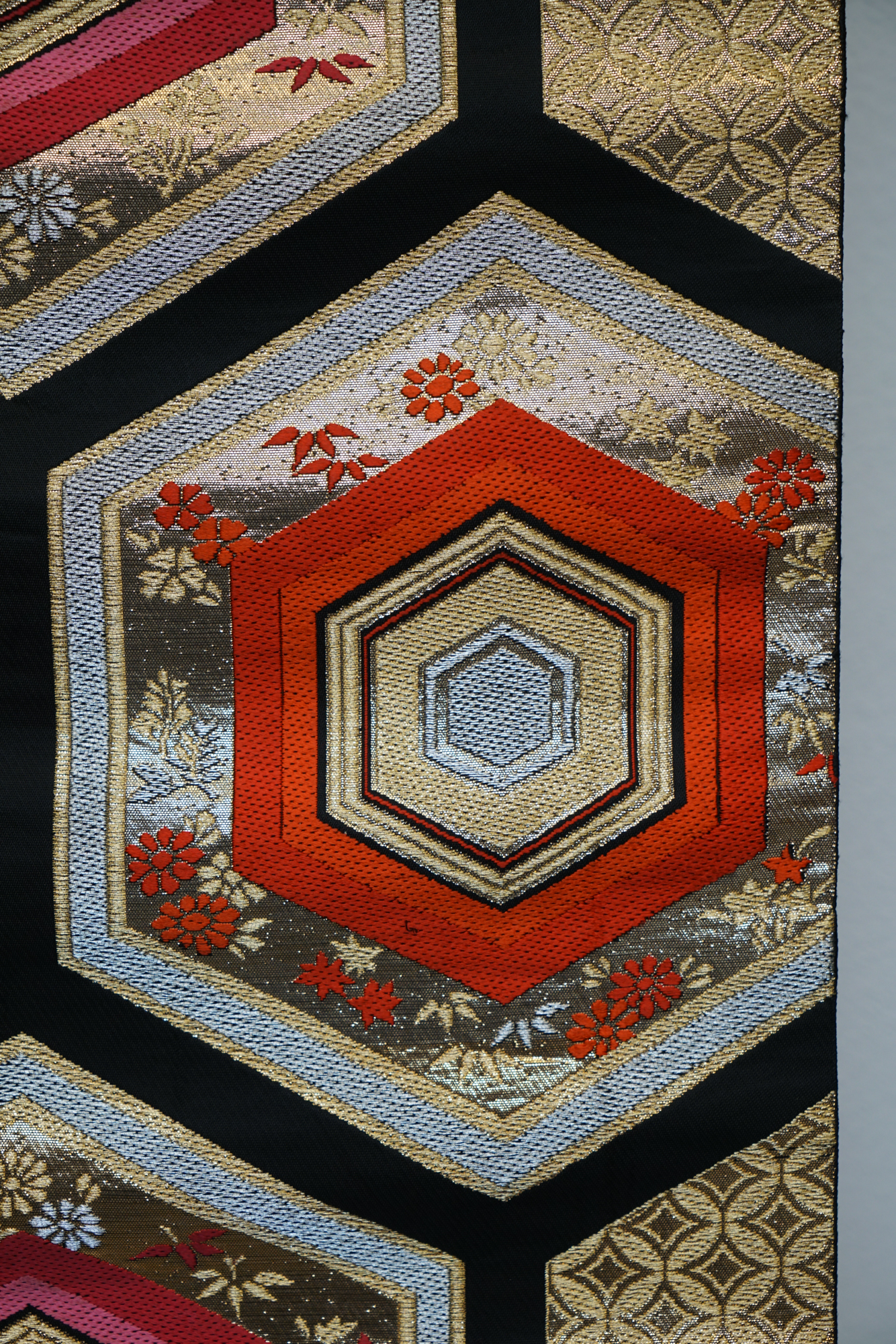 Circa 1950 Vintage Silk Brocade Fukuro Obi