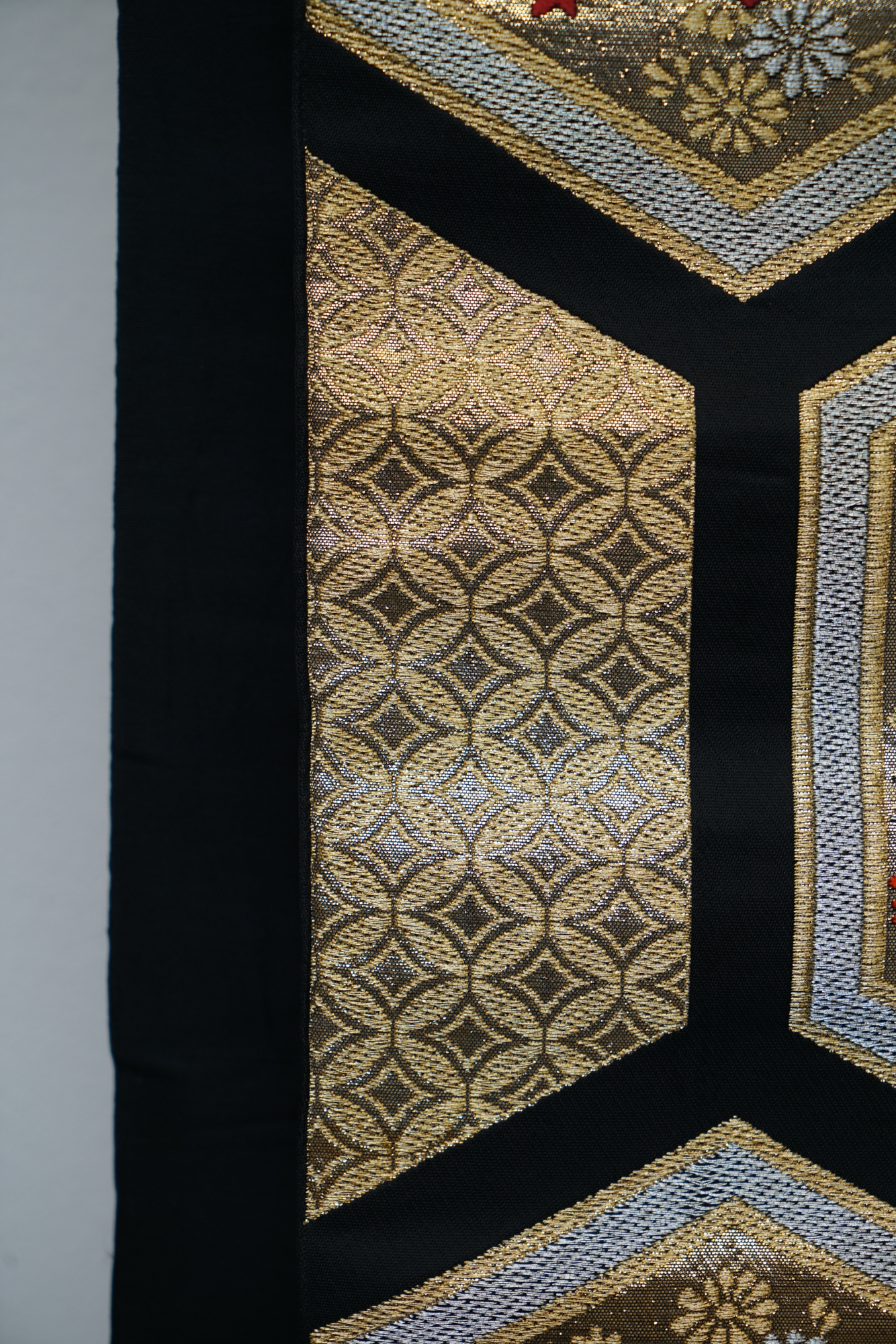 Circa 1950 Vintage Silk Brocade Fukuro Obi