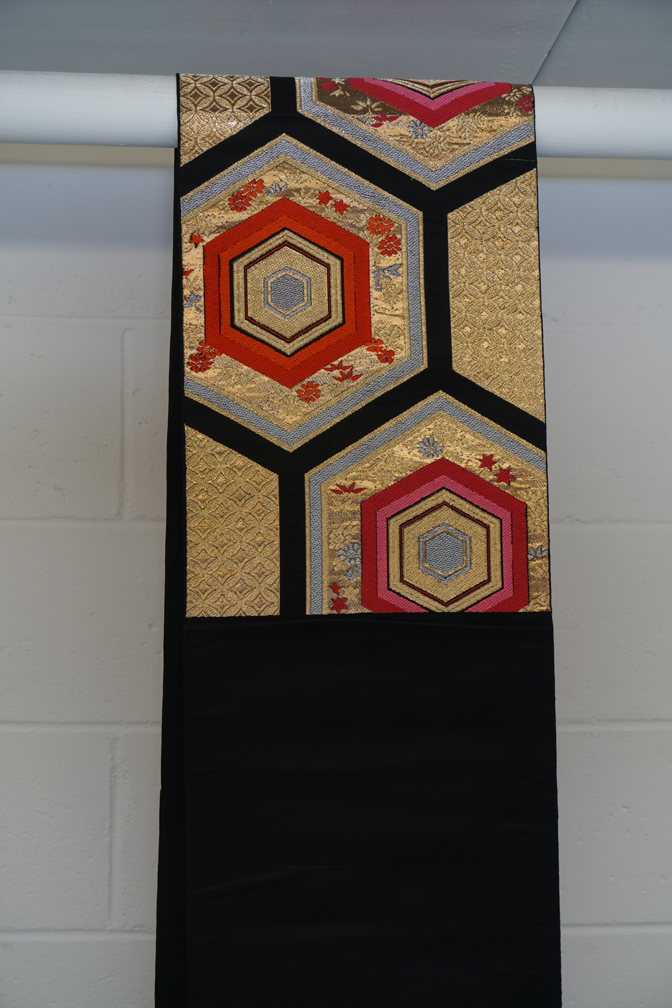 Circa 1950 Vintage Silk Brocade Fukuro Obi