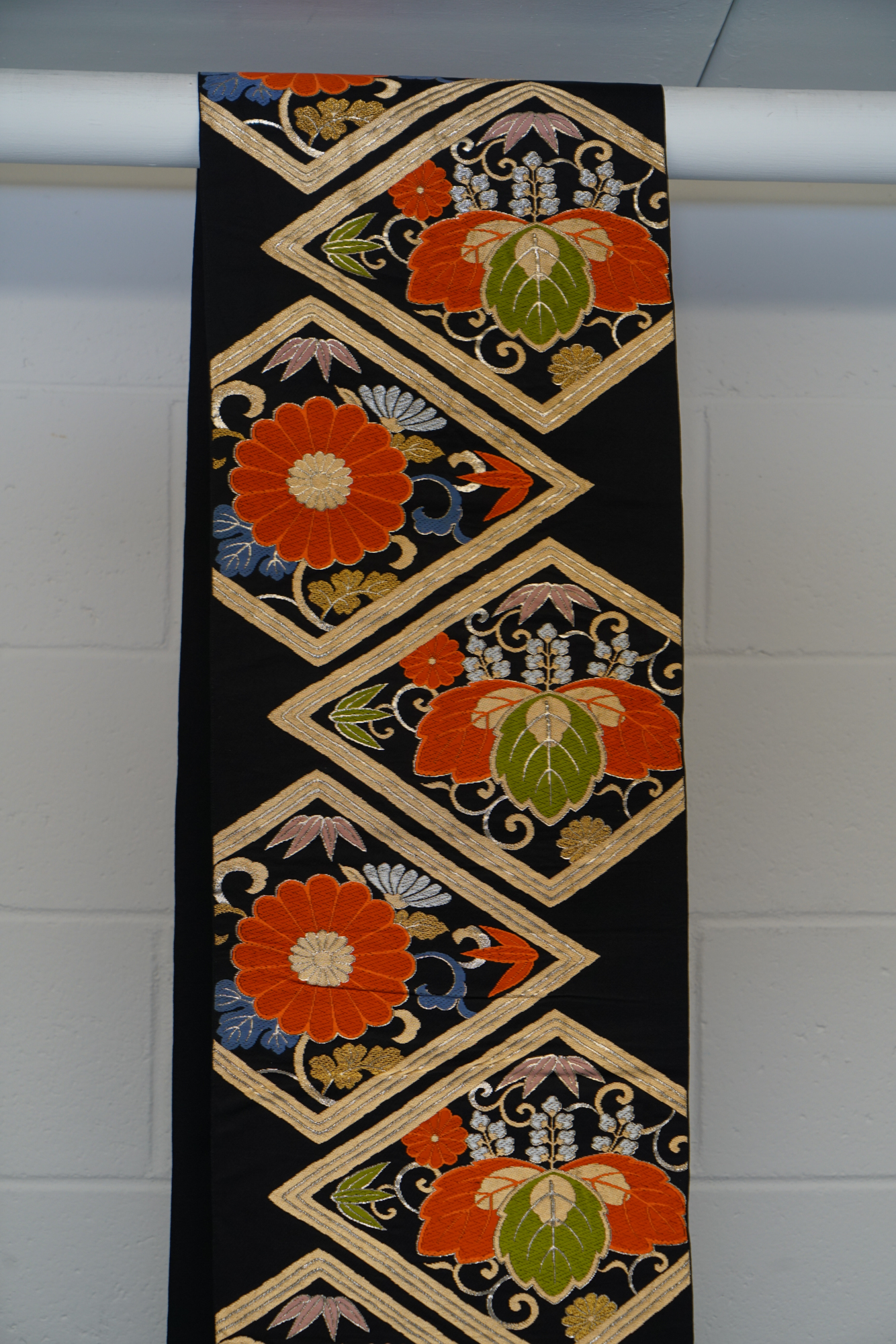 Circa 1930s Vintage Japanese Silk Brocade Fukuro Obi