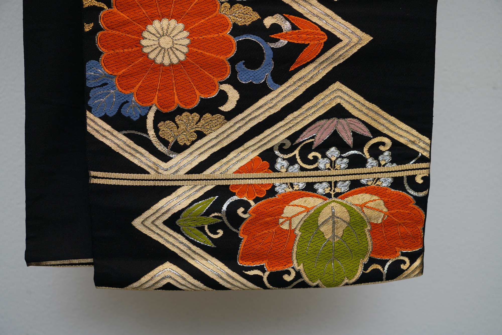 Circa 1930s Vintage Japanese Silk Brocade Fukuro Obi