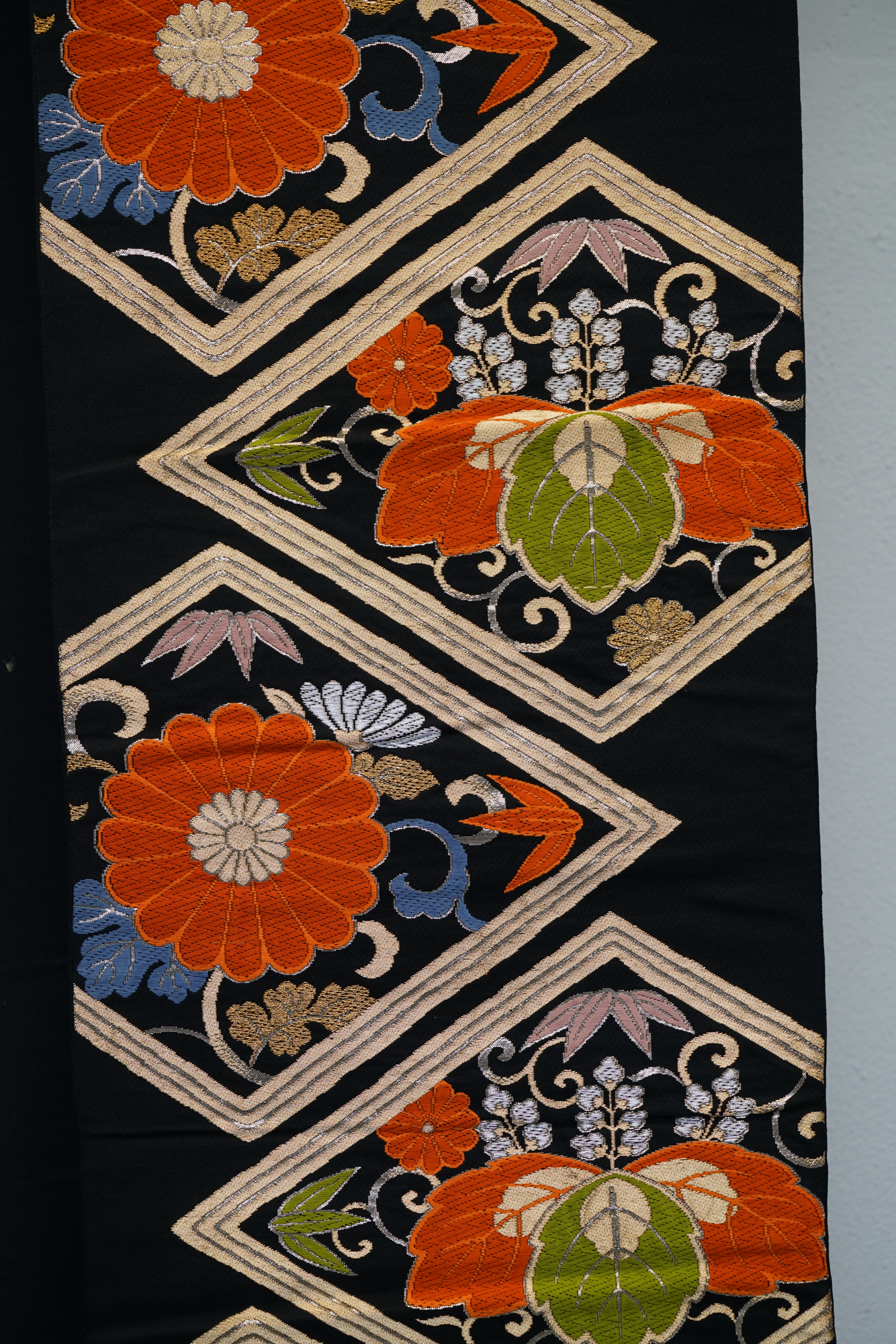 Circa 1930s Vintage Japanese Silk Brocade Fukuro Obi