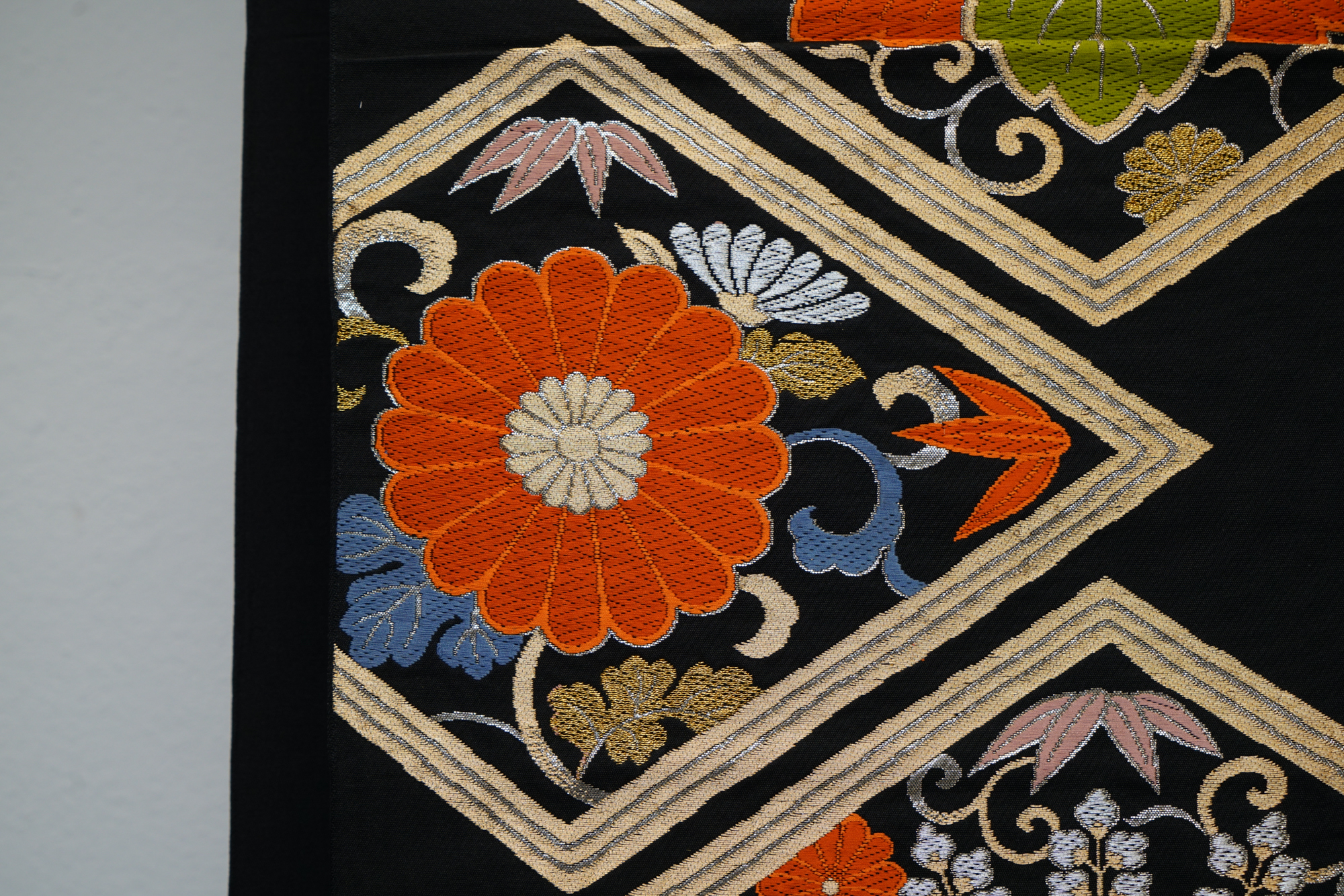 Circa 1930s Vintage Japanese Silk Brocade Fukuro Obi