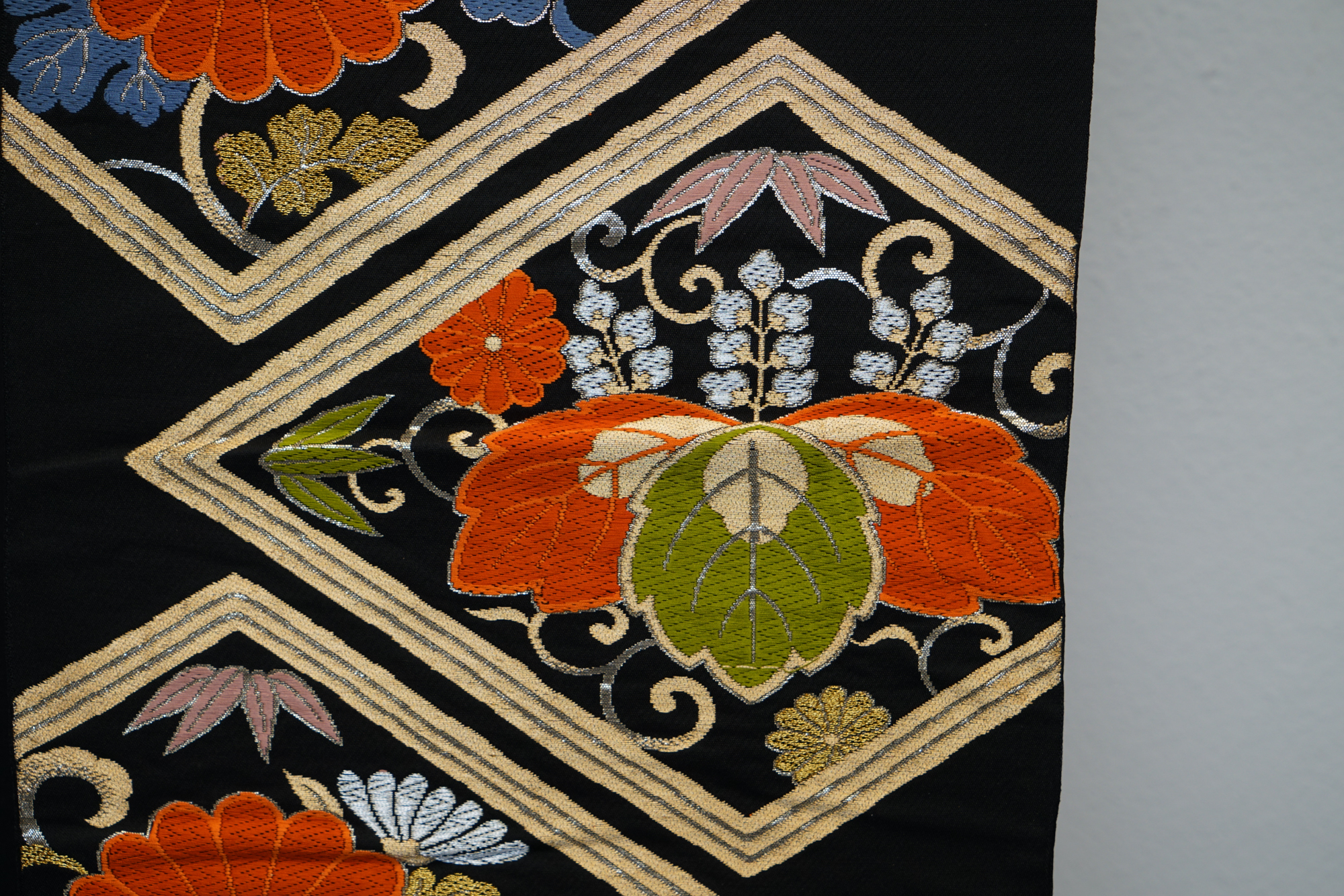 Circa 1930s Vintage Japanese Silk Brocade Fukuro Obi