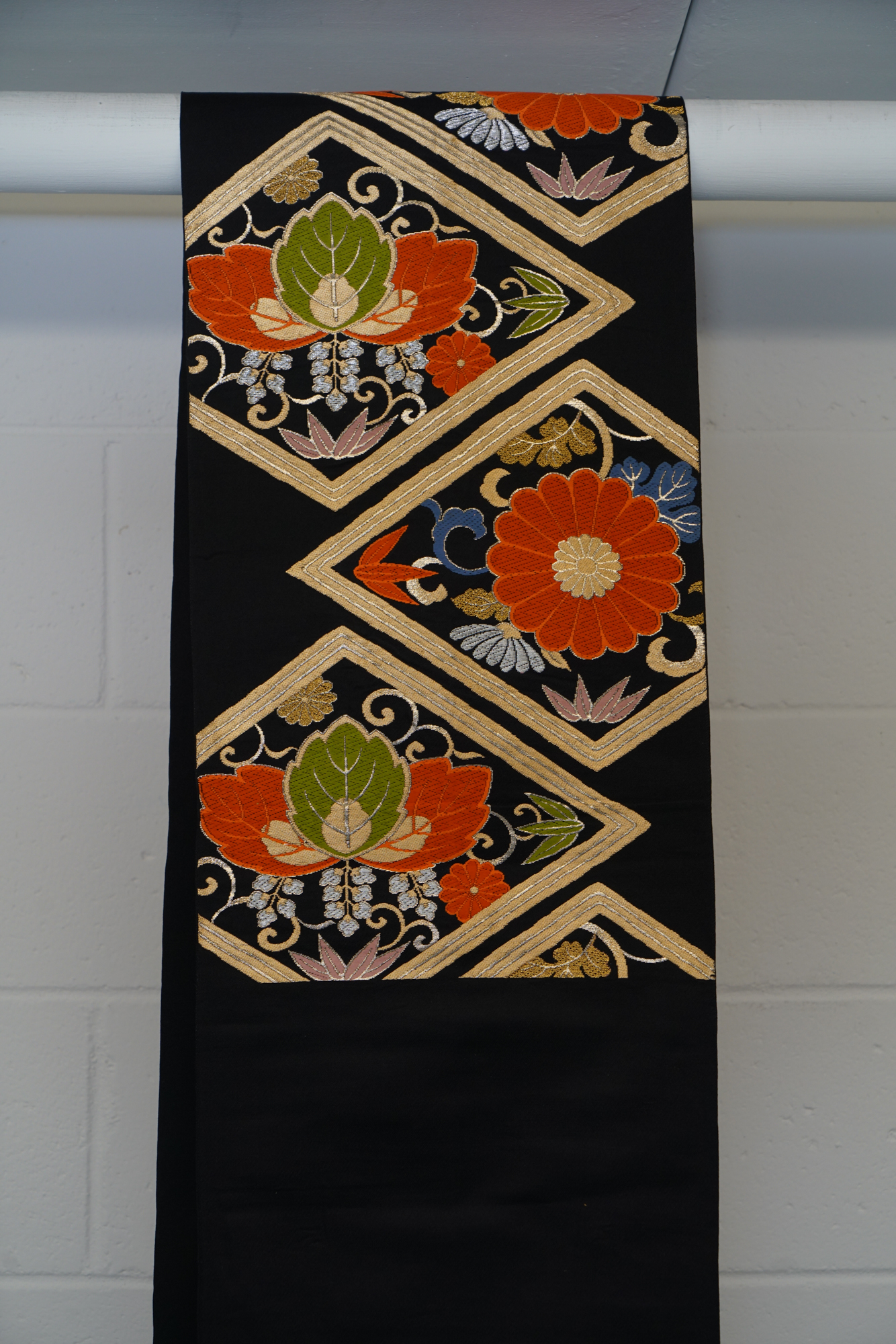 Circa 1930s Vintage Japanese Silk Brocade Fukuro Obi