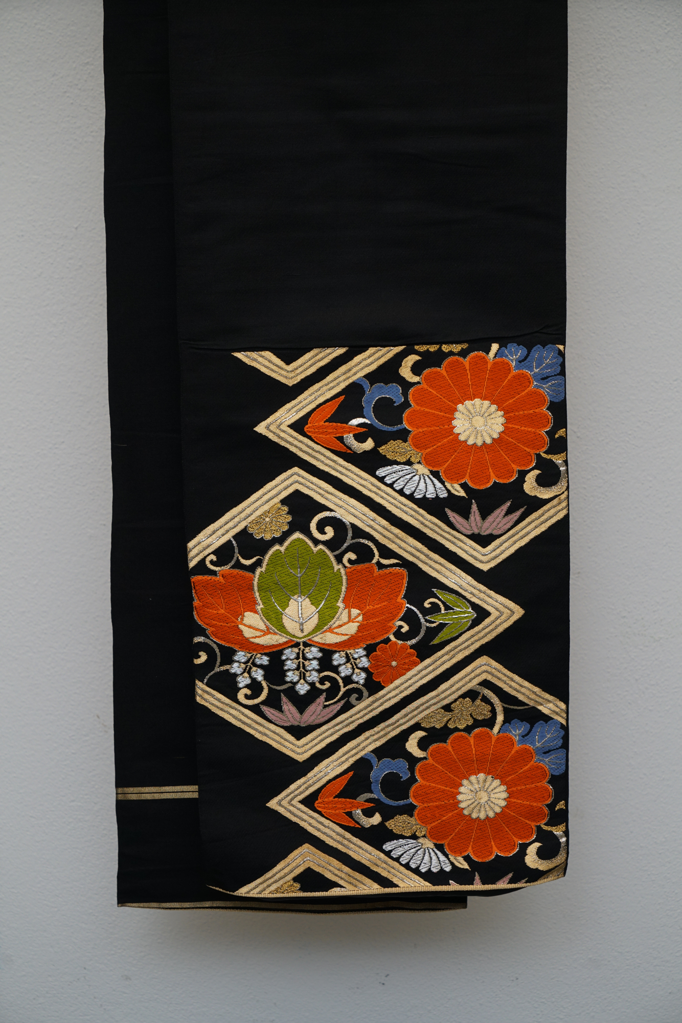 Circa 1930s Vintage Japanese Silk Brocade Fukuro Obi