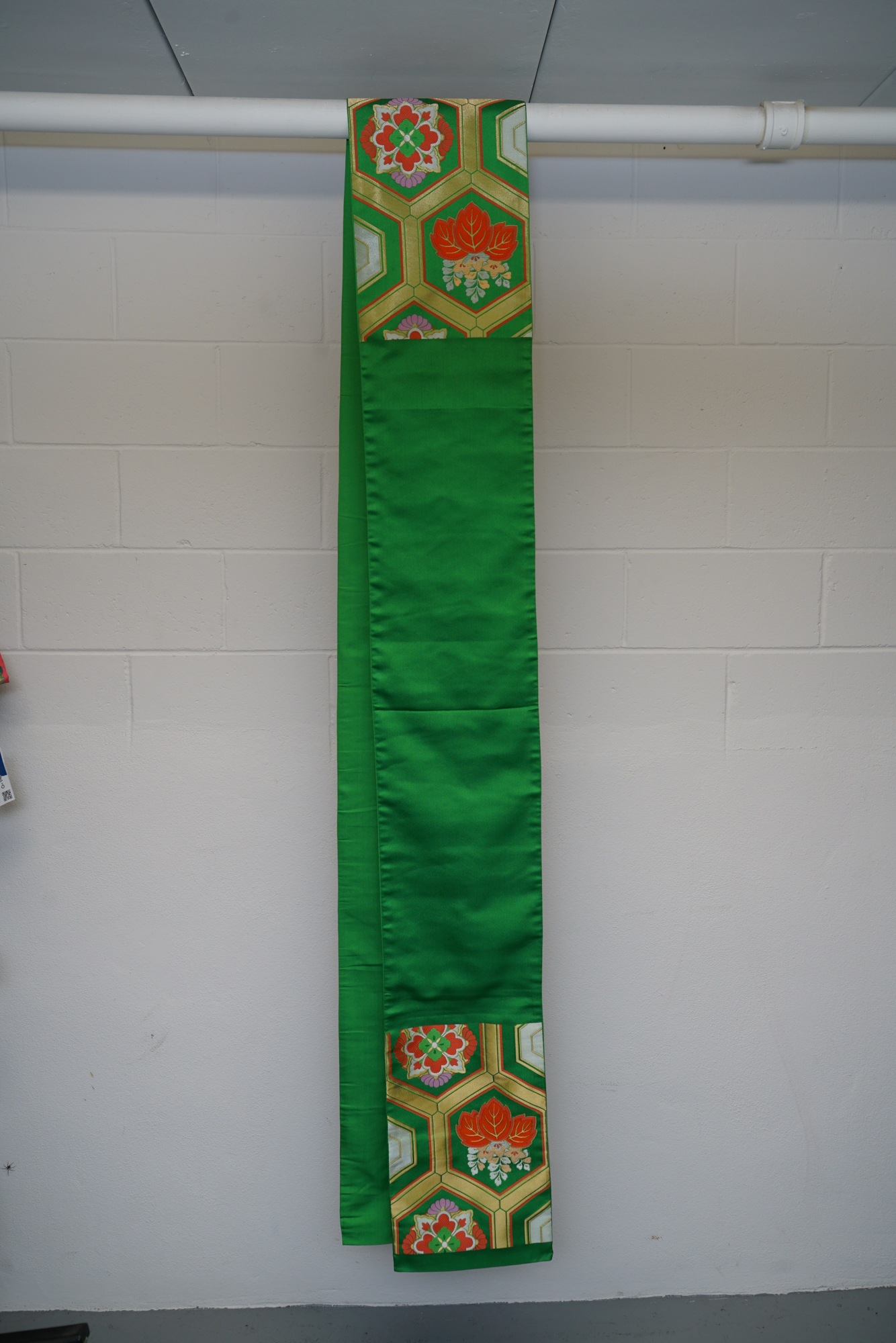 Circa 1950 Vintage Silk Brocade Fukuro Obi