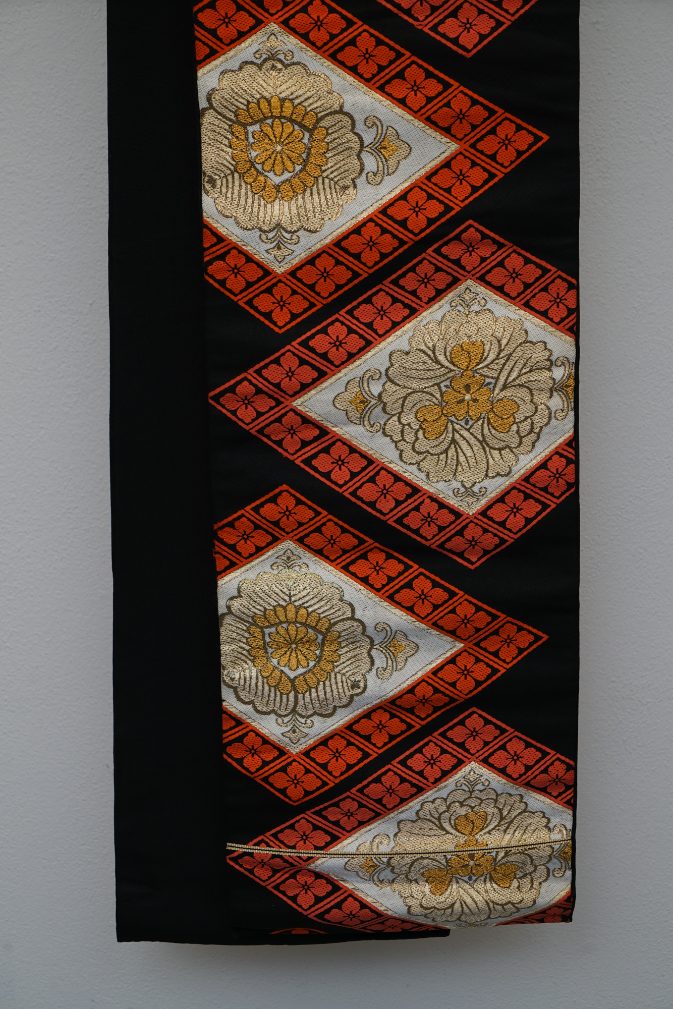 Circa 1940s Vintage Silk Brocade Fukuro Obi