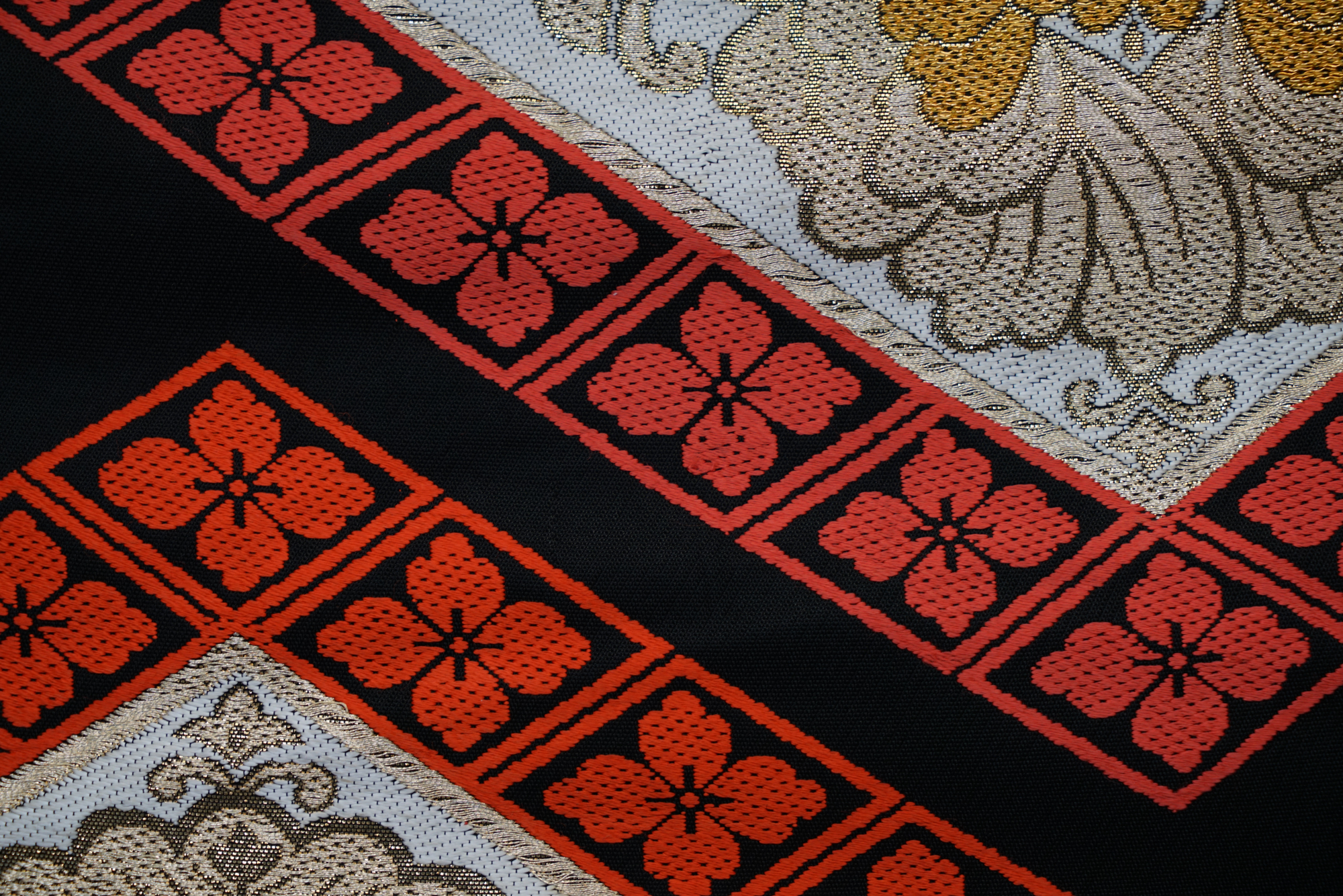 Circa 1940s Vintage Silk Brocade Fukuro Obi