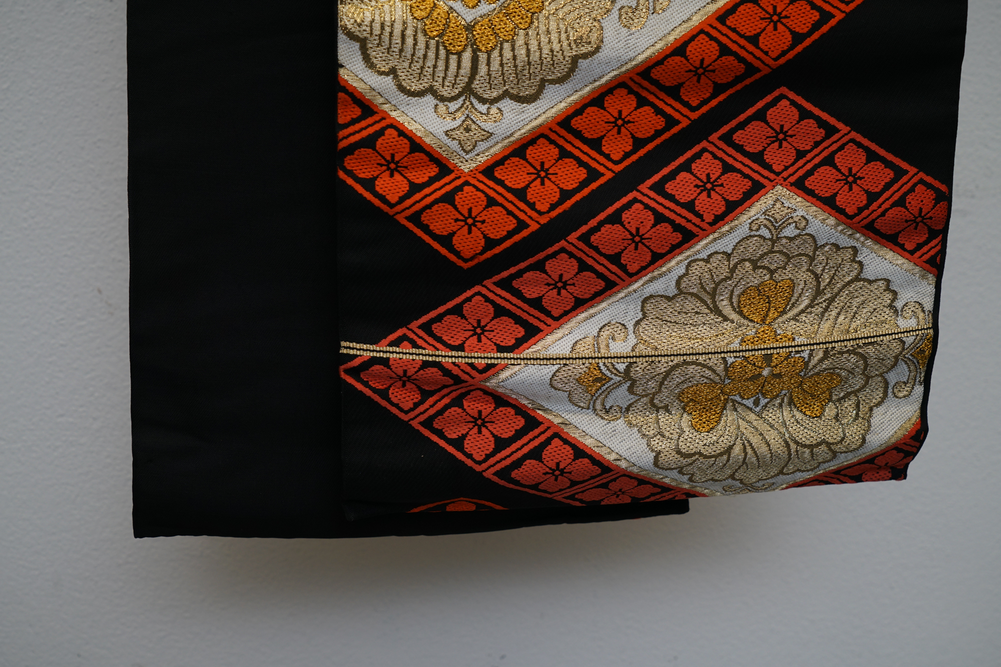 Circa 1940s Vintage Silk Brocade Fukuro Obi