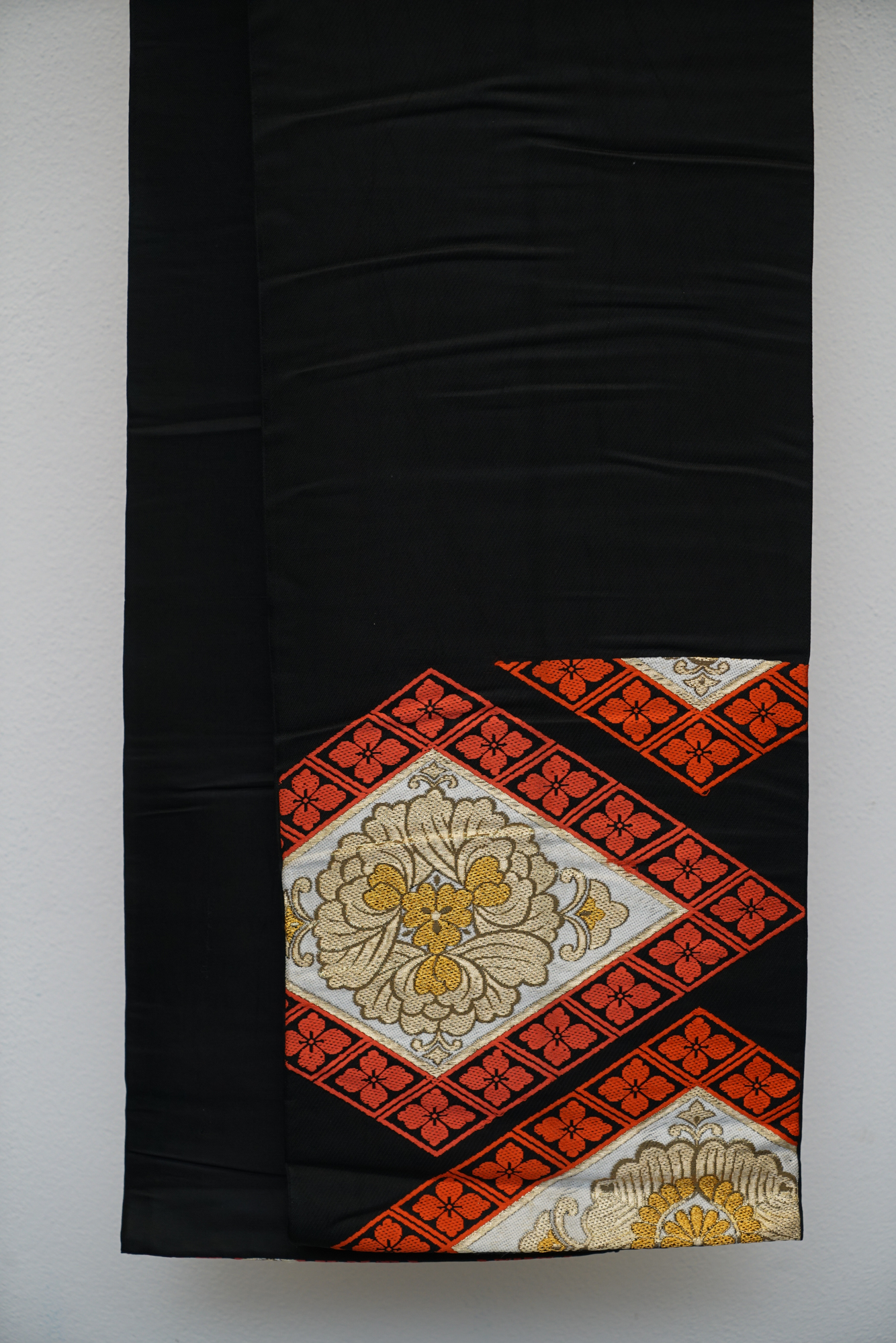 Circa 1940s Vintage Silk Brocade Fukuro Obi