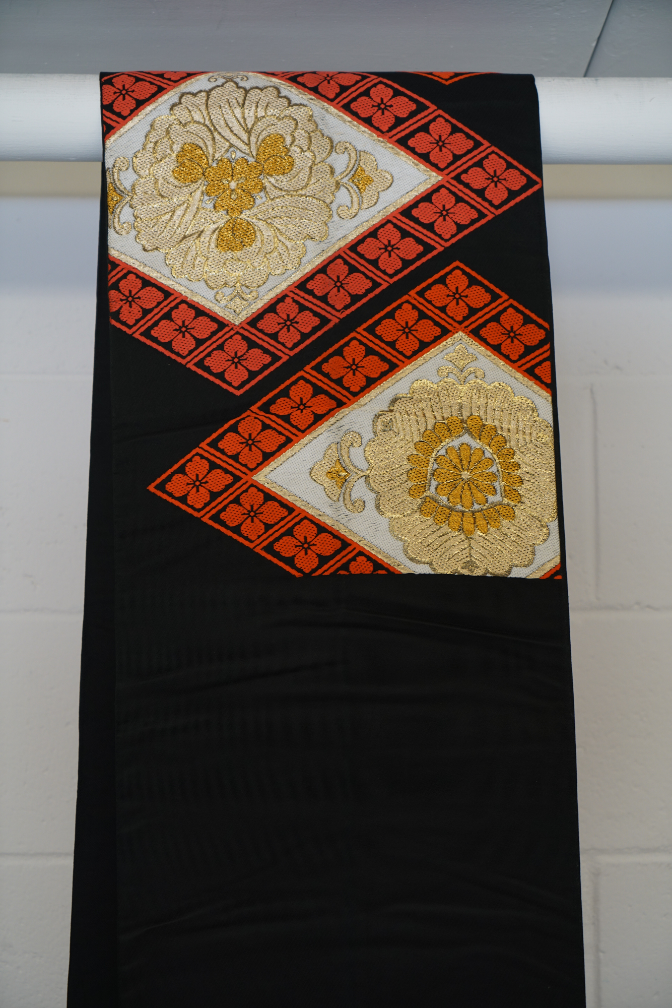 Circa 1940s Vintage Silk Brocade Fukuro Obi