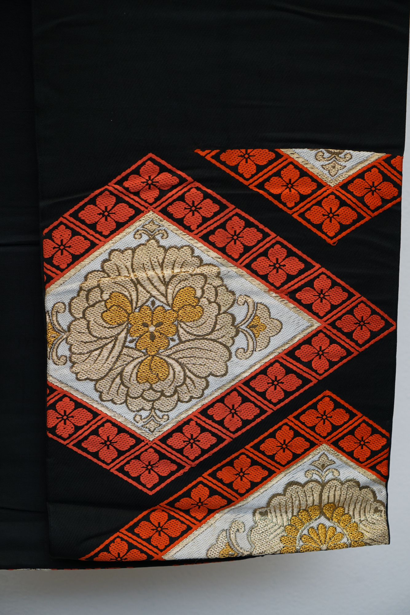 Circa 1940s Vintage Silk Brocade Fukuro Obi