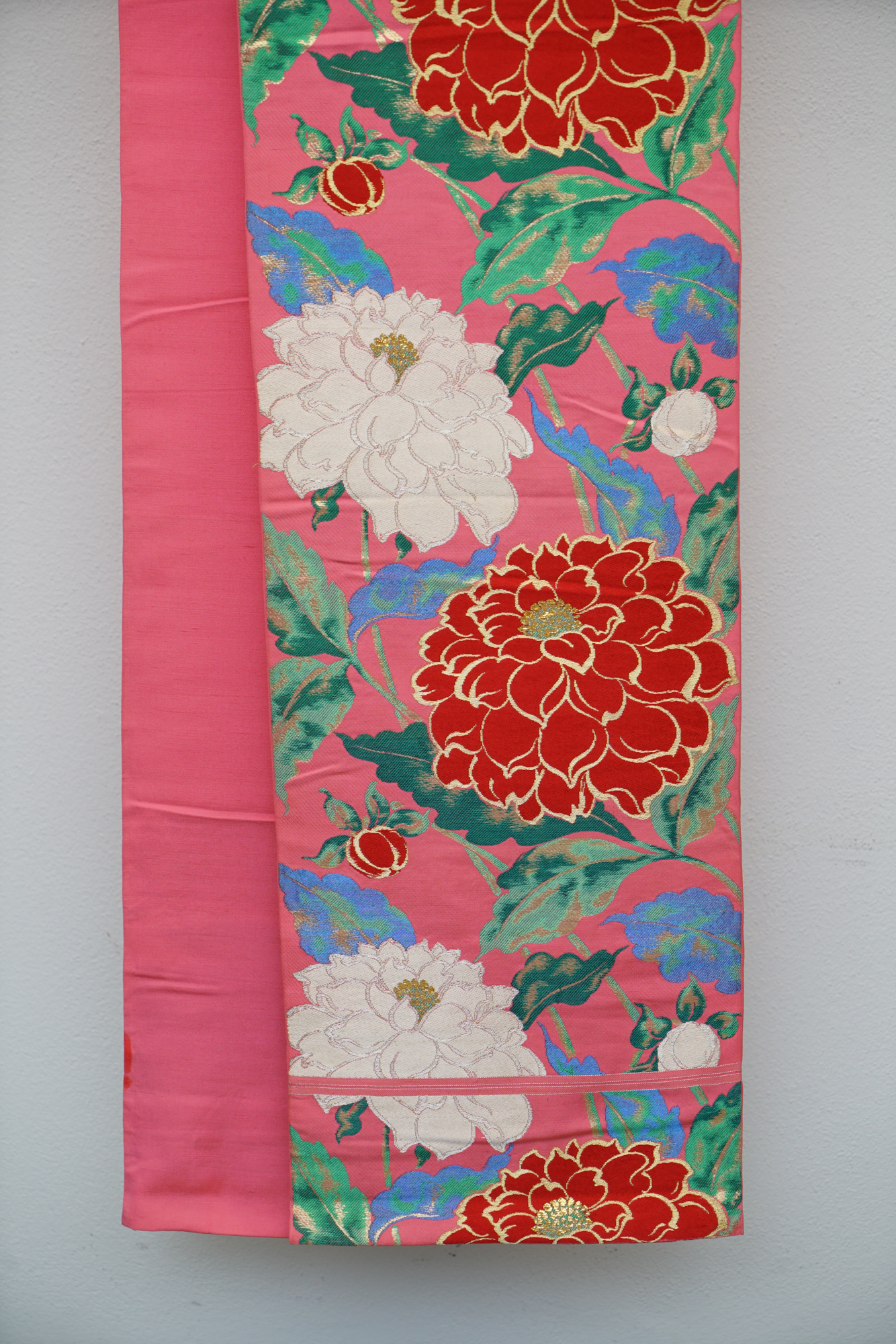 Circa 1930 Vintage Silk Brocade Fukuro Obi