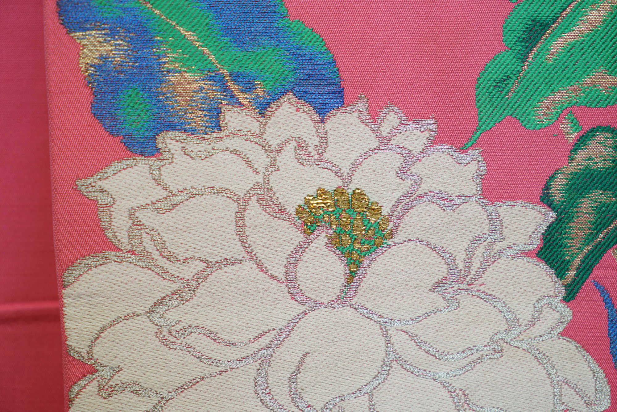 Circa 1930 Vintage Silk Brocade Fukuro Obi