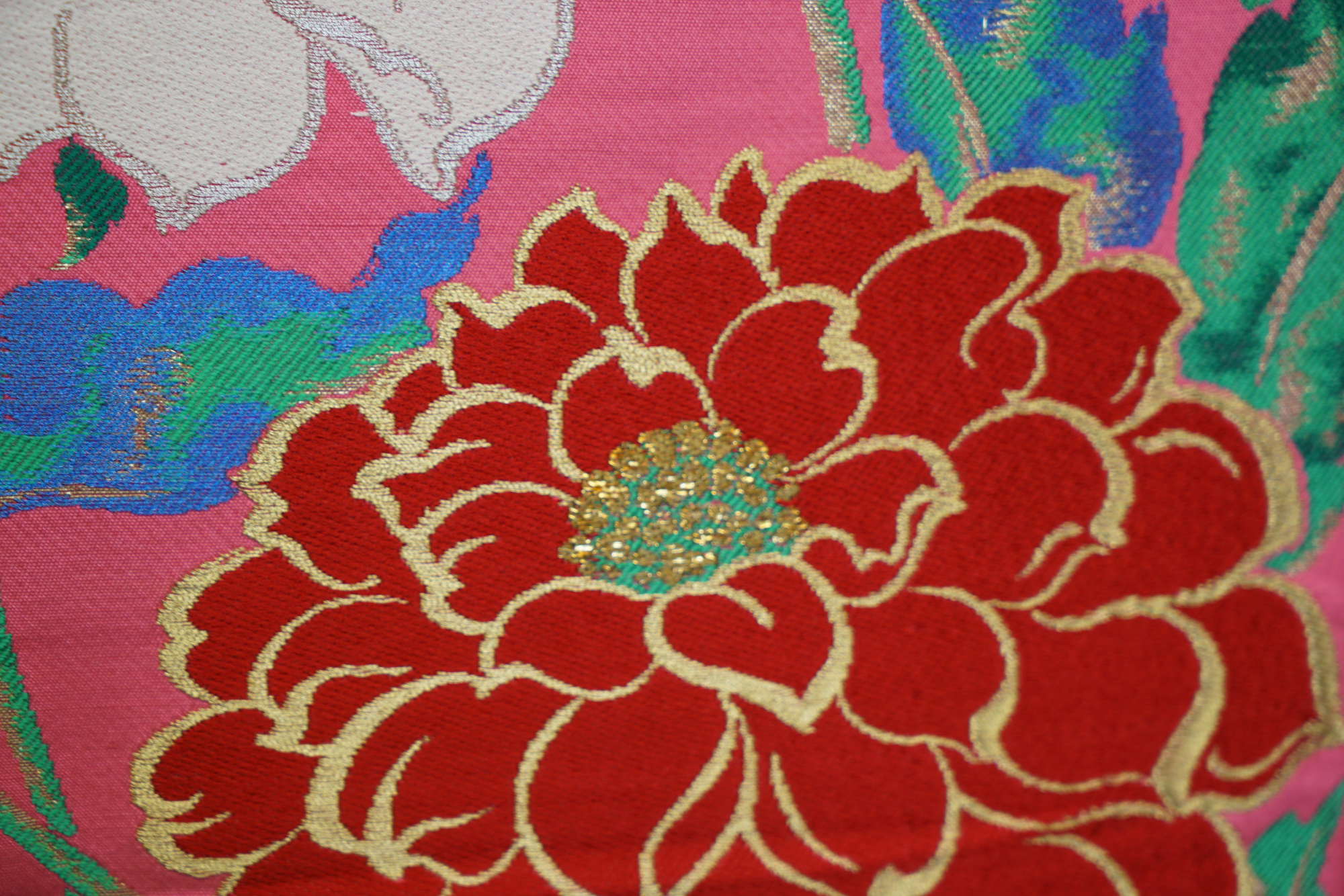 Circa 1930 Vintage Silk Brocade Fukuro Obi