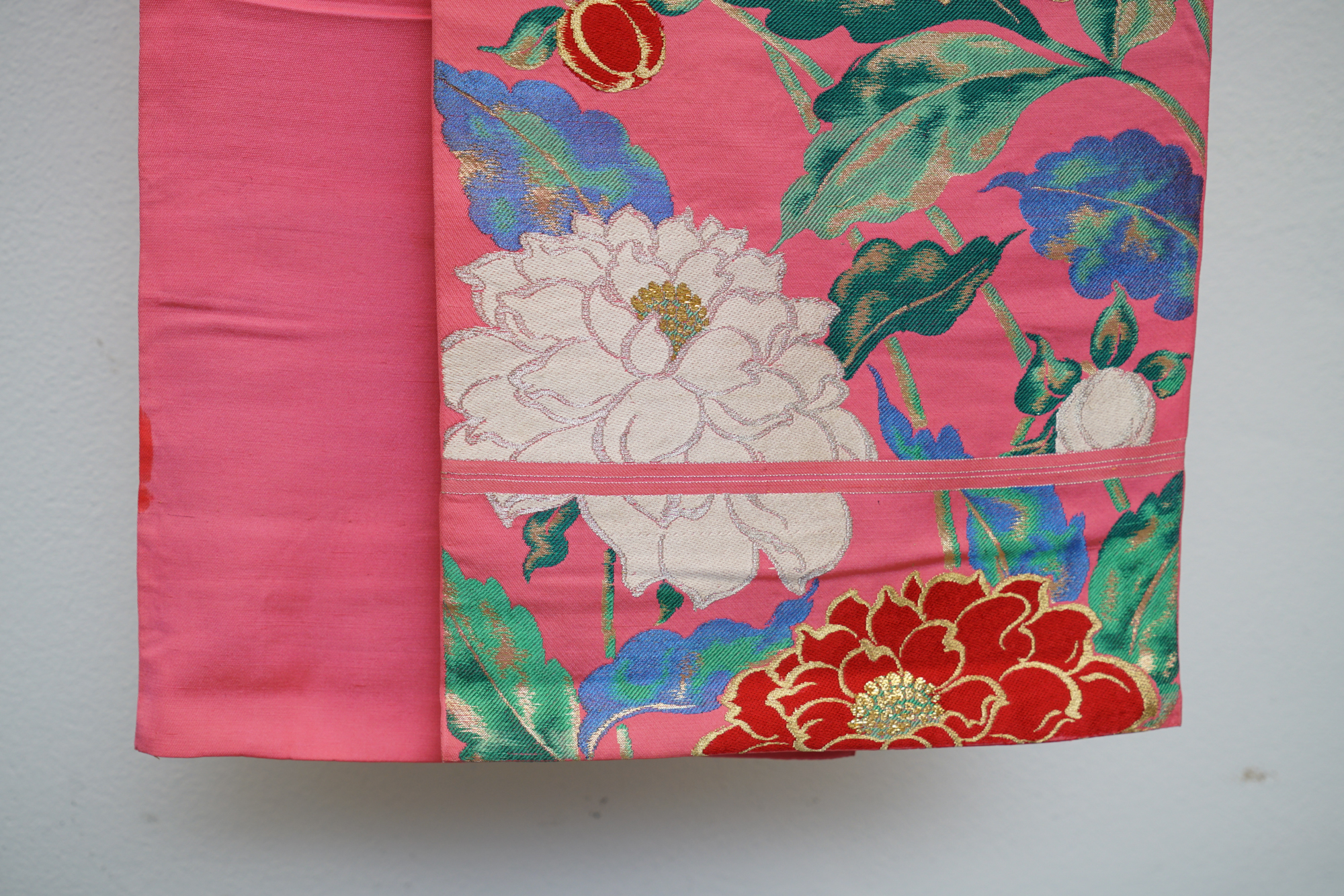 Circa 1930 Vintage Silk Brocade Fukuro Obi