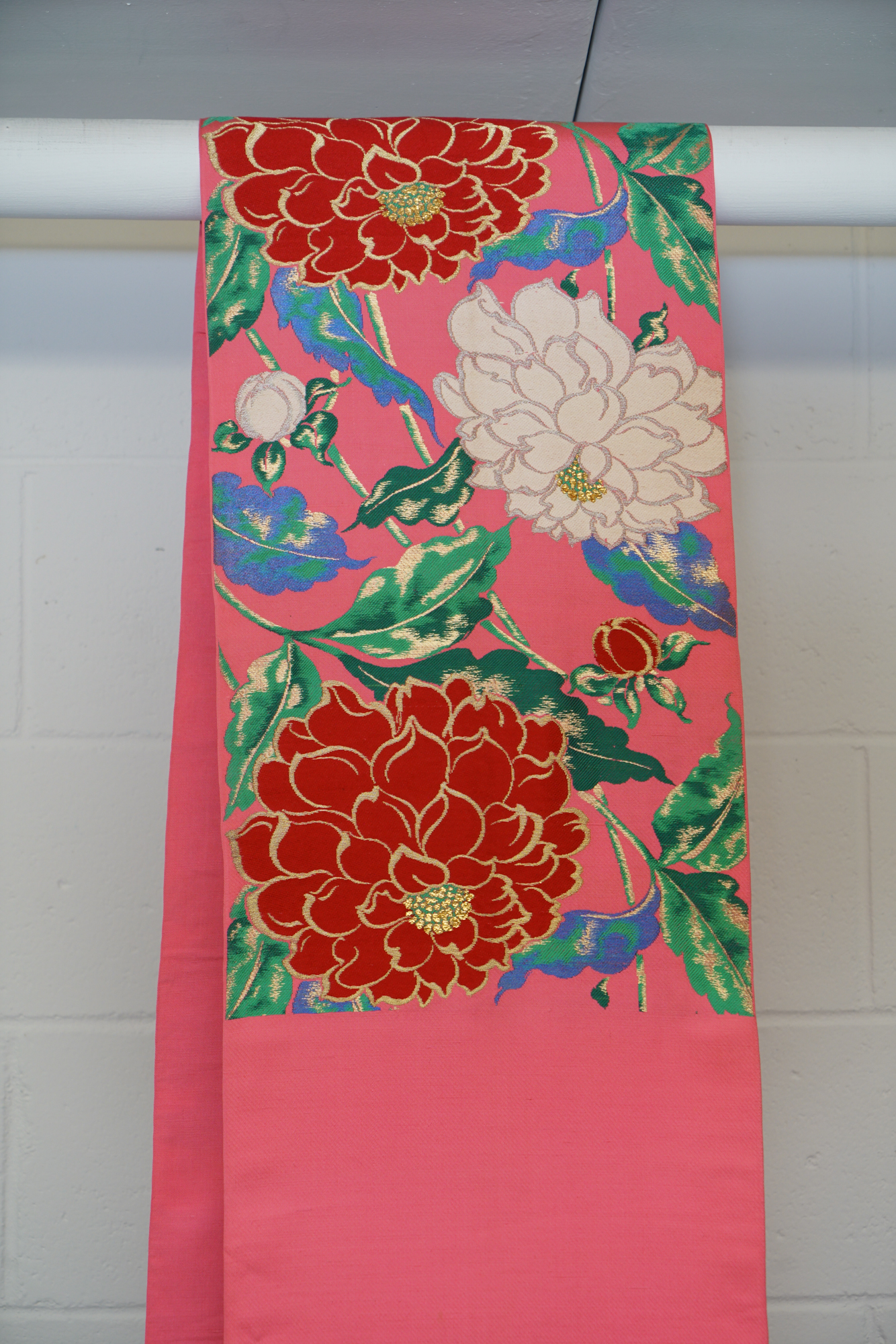 Circa 1930 Vintage Silk Brocade Fukuro Obi