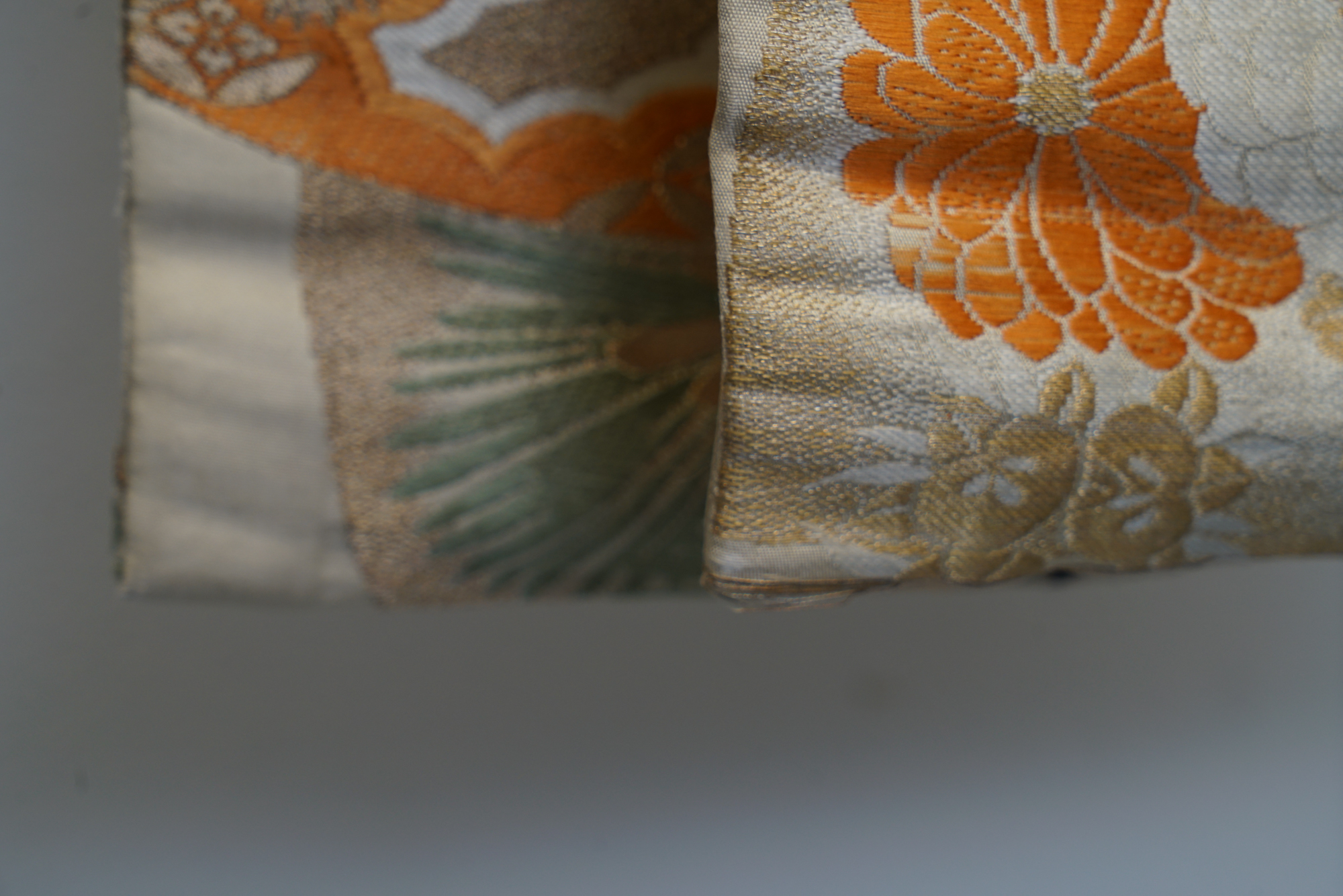 Circa 1930 Vintage Hand Brocaded Silk Maru Obi