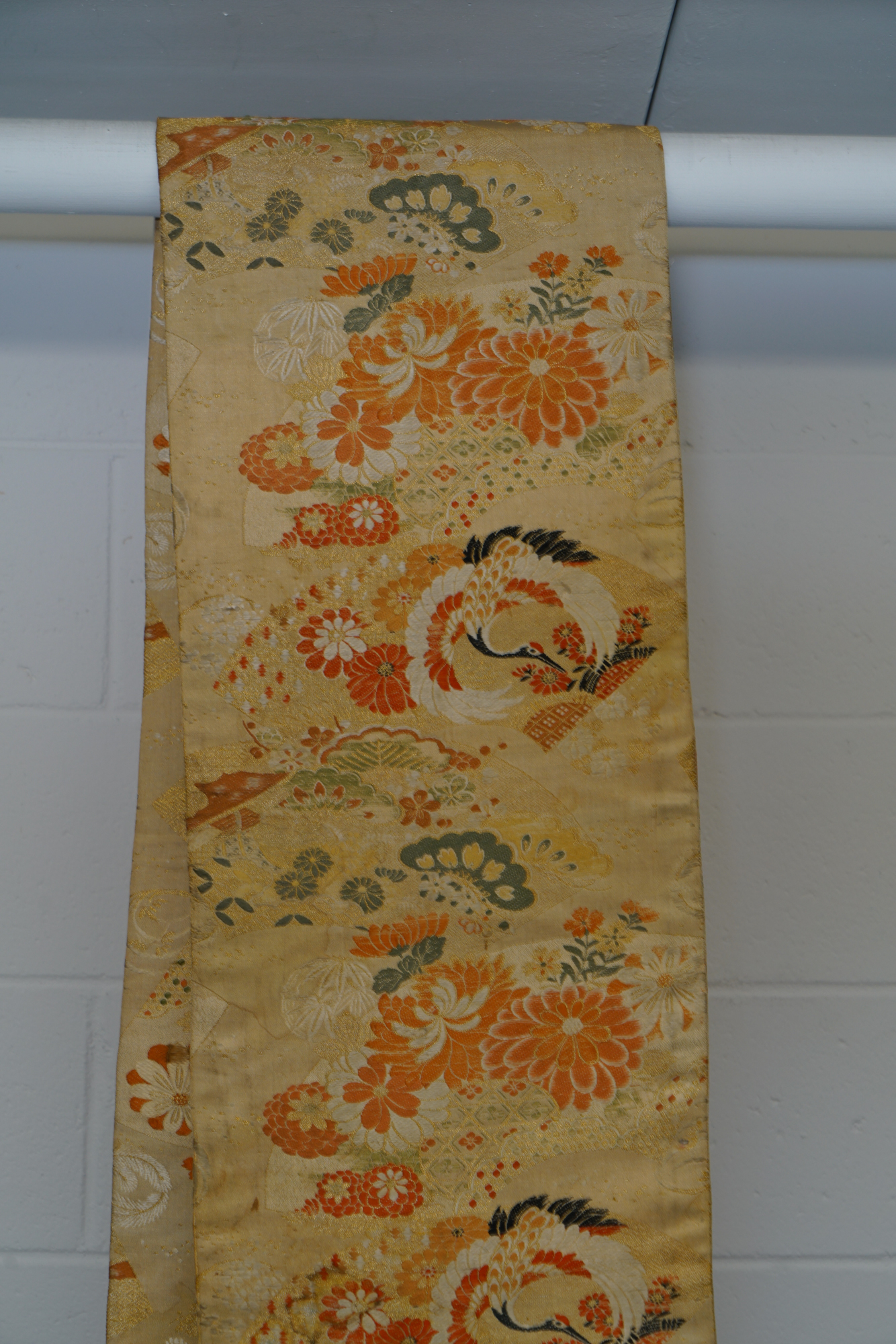 Circa 1900s Antique Hand Sewn Silk Maru Obi