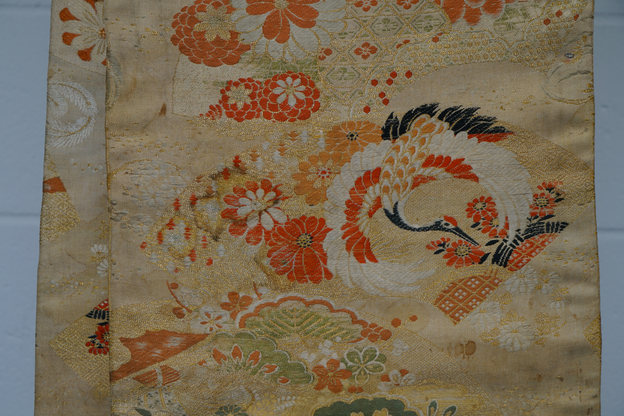 Circa 1900s Antique Hand Sewn Silk Maru Obi