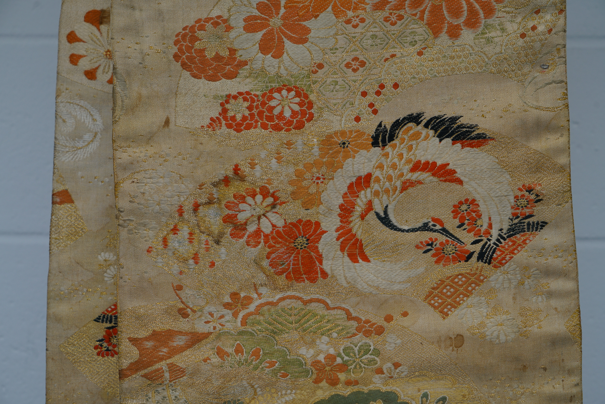 Circa 1900s Antique Hand Sewn Silk Maru Obi