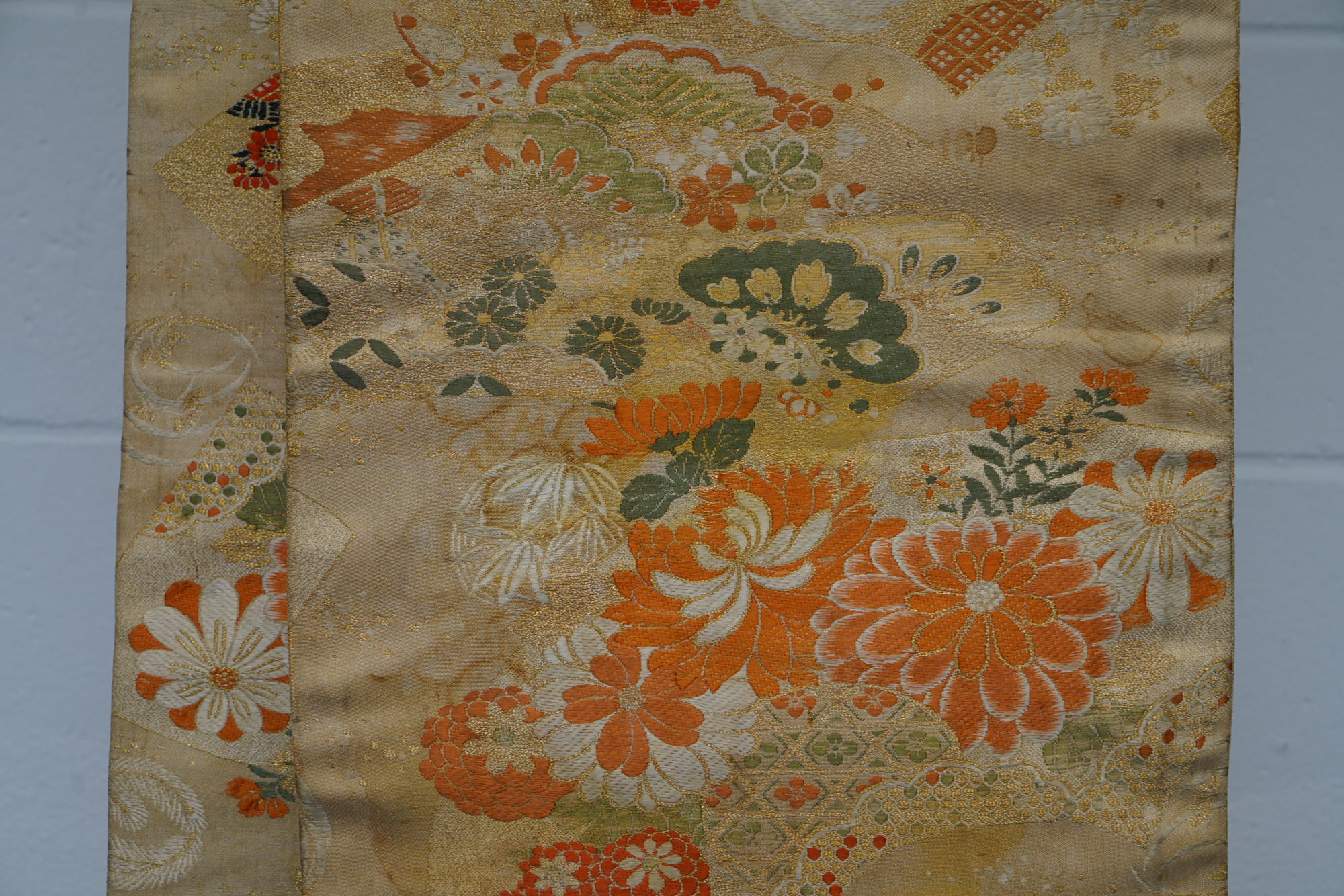 Circa 1900s Antique Hand Sewn Silk Maru Obi