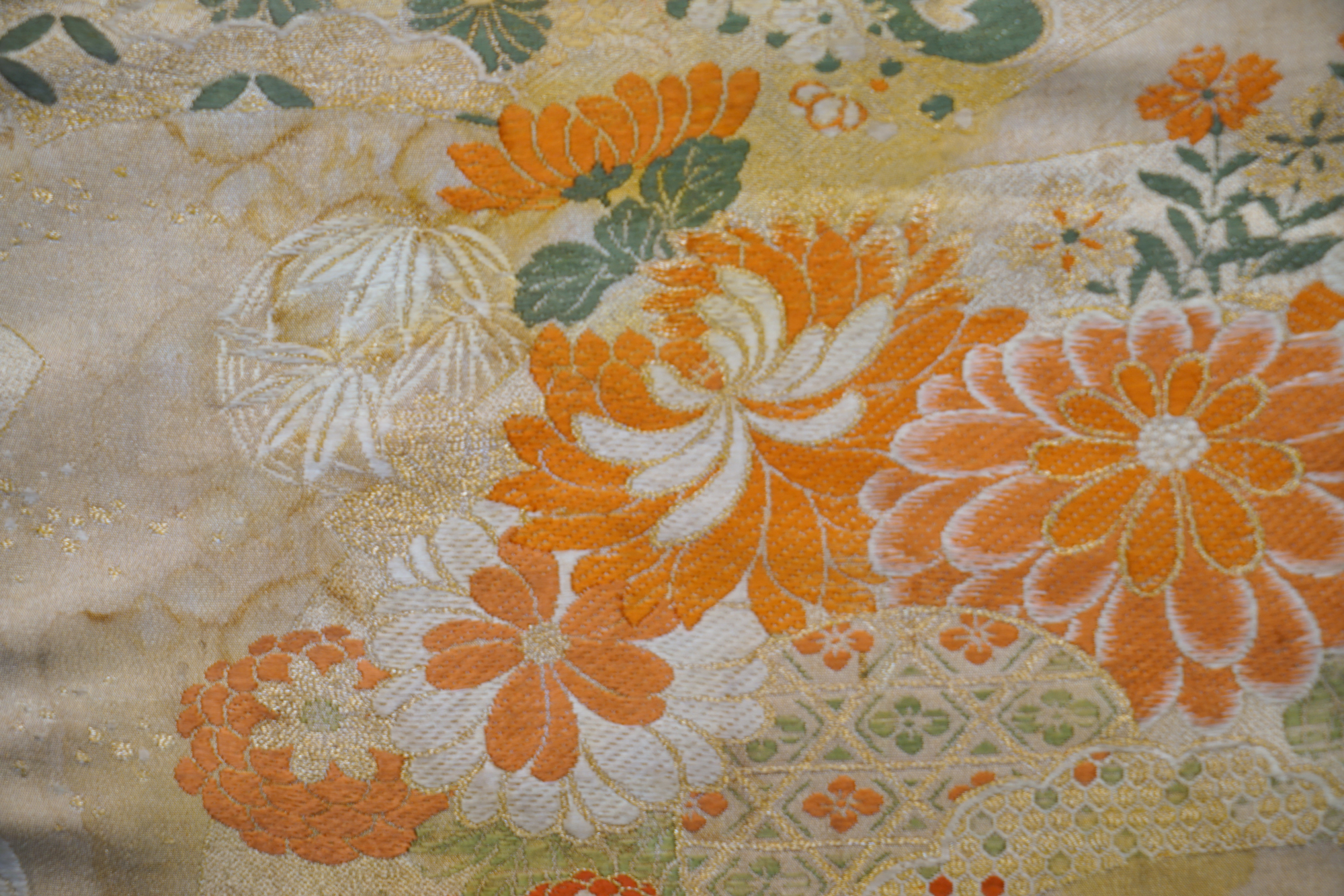 Circa 1900s Antique Hand Sewn Silk Maru Obi