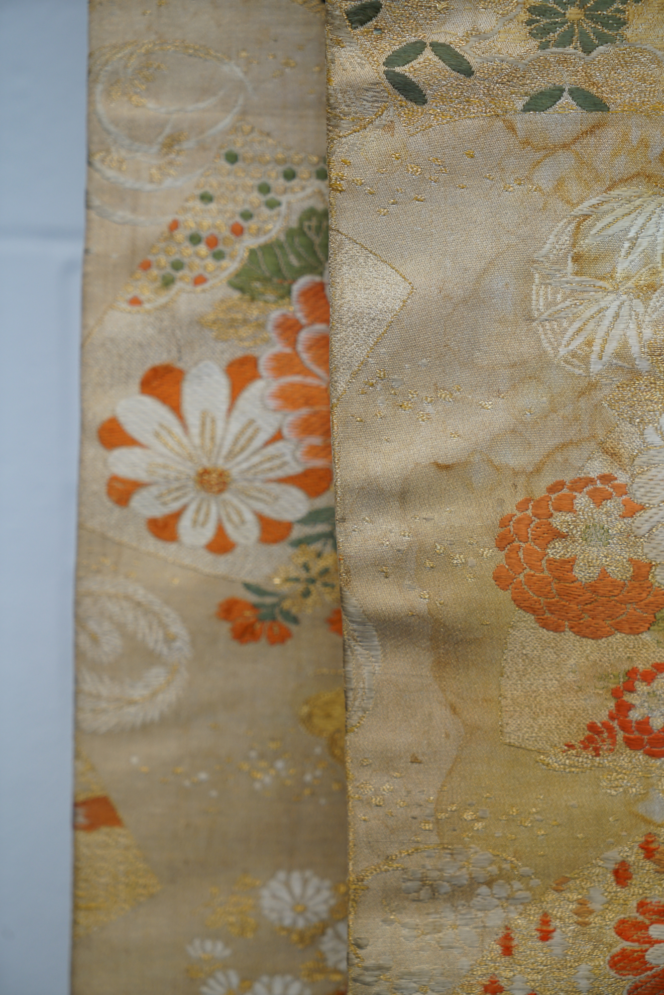 Circa 1900s Antique Hand Sewn Silk Maru Obi