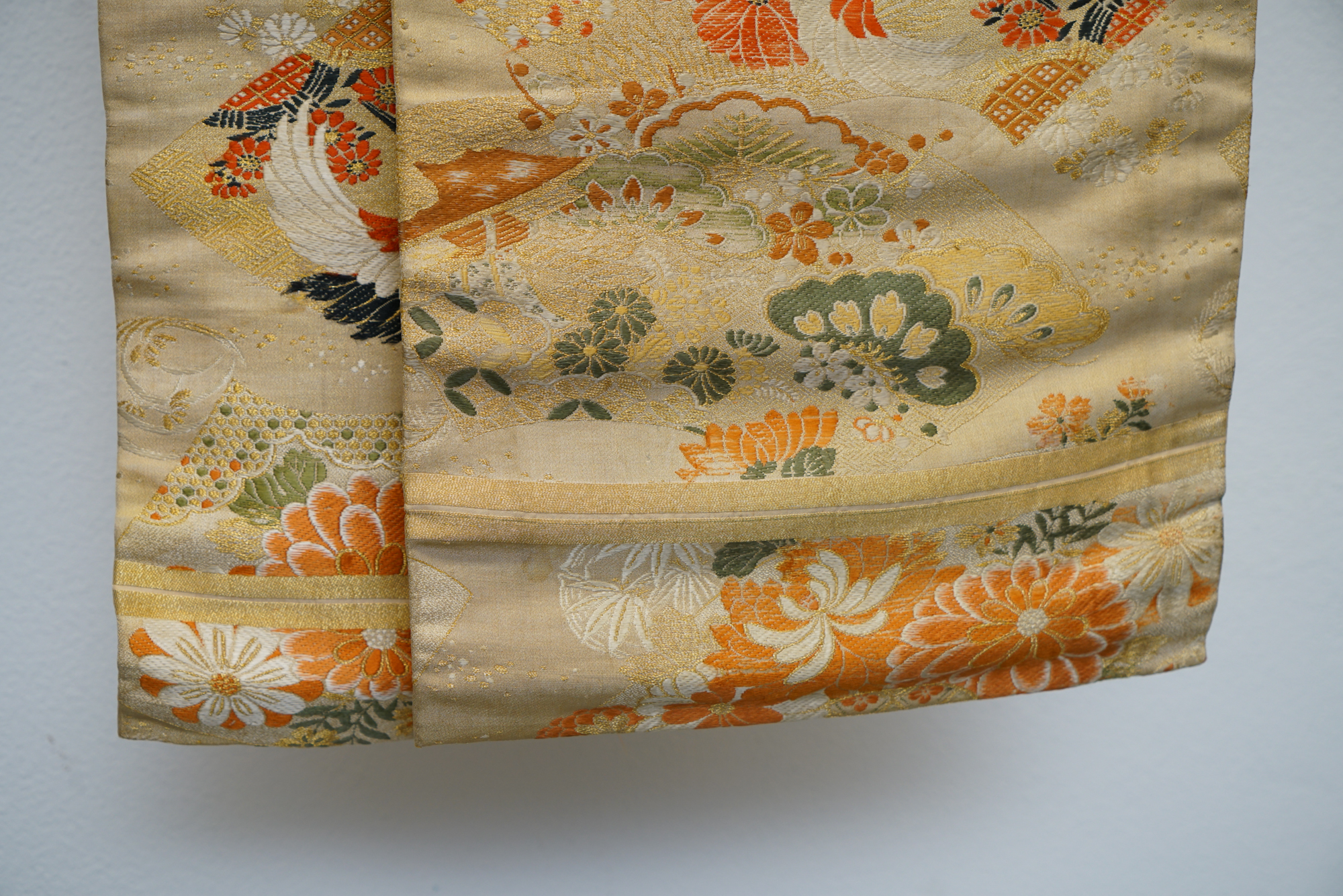 Circa 1900s Antique Hand Sewn Silk Maru Obi