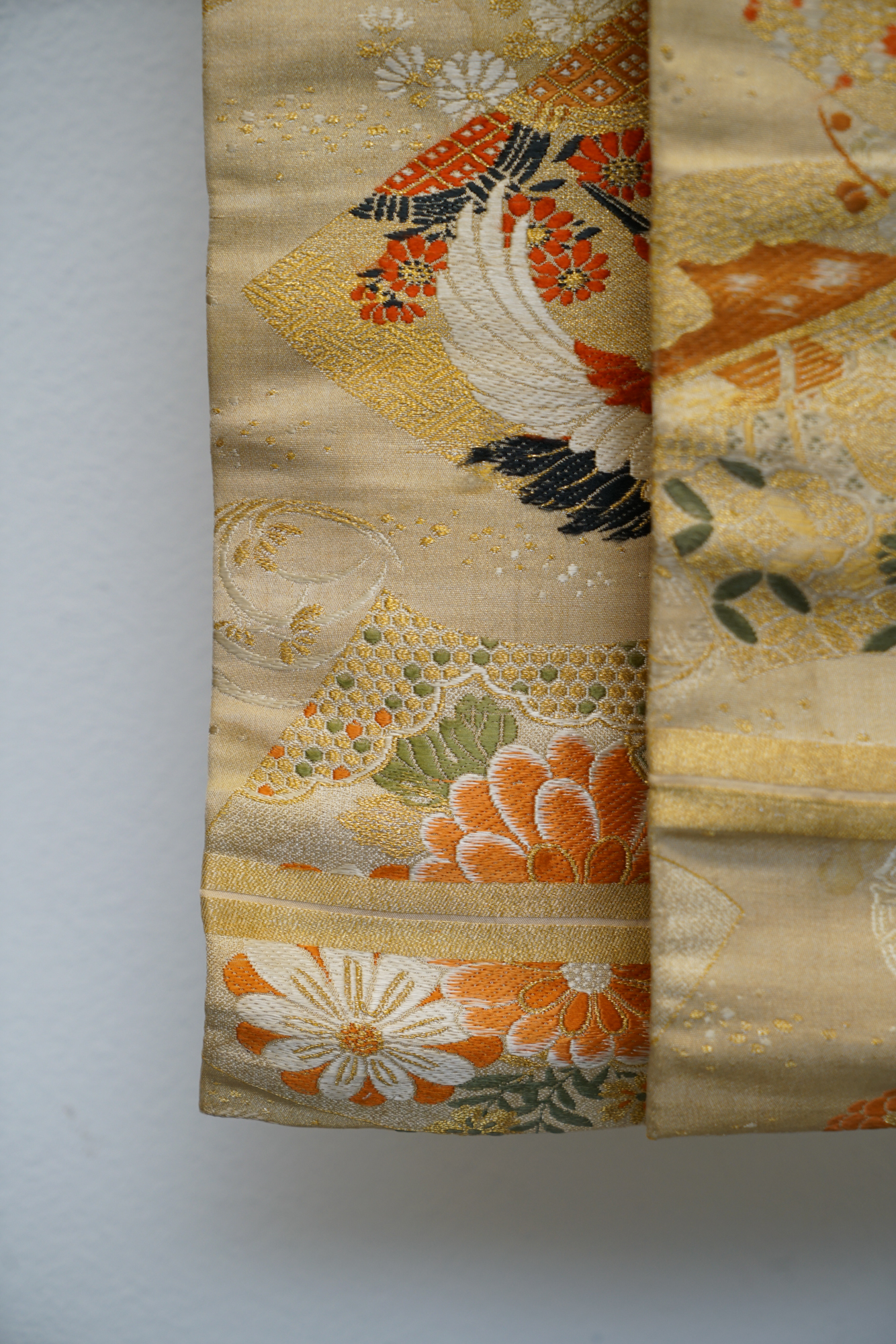 Circa 1900s Antique Hand Sewn Silk Maru Obi