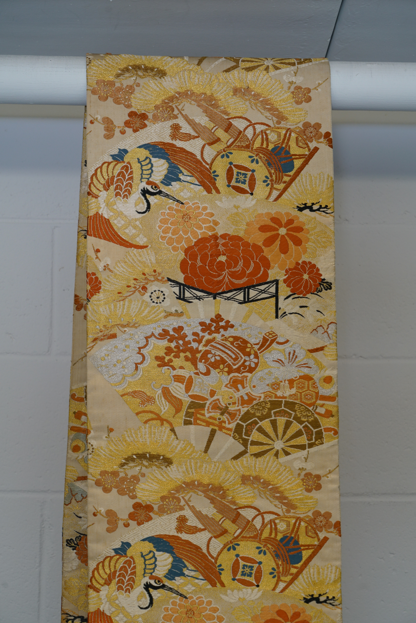 Circa 1910 Antique Silk Brocade Maru Obi