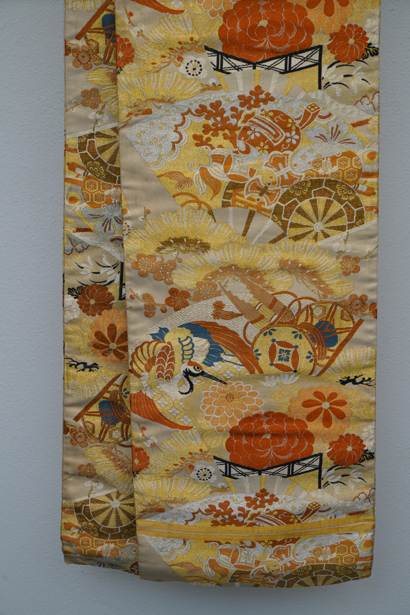 Circa 1910 Antique Silk Brocade Maru Obi