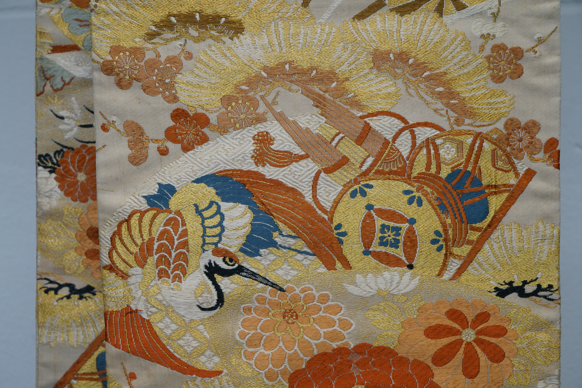 Circa 1910 Antique Silk Brocade Maru Obi