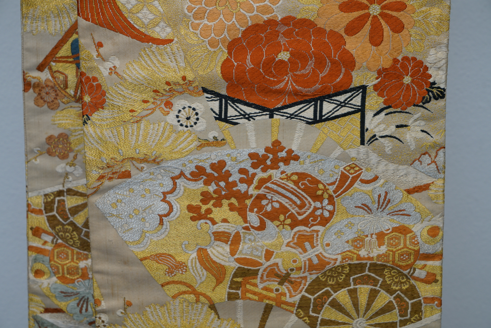 Circa 1910 Antique Silk Brocade Maru Obi