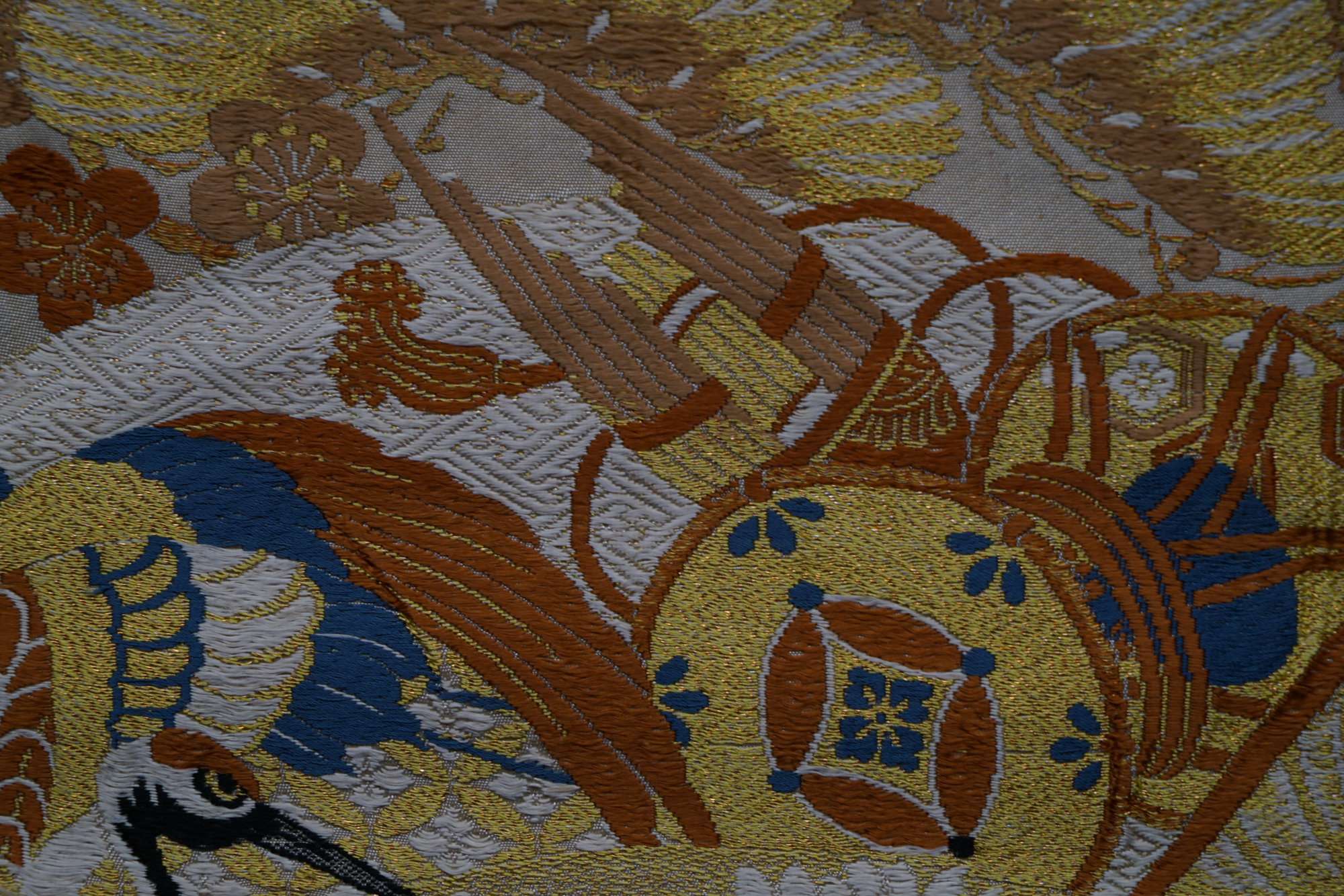 Circa 1910 Antique Silk Brocade Maru Obi