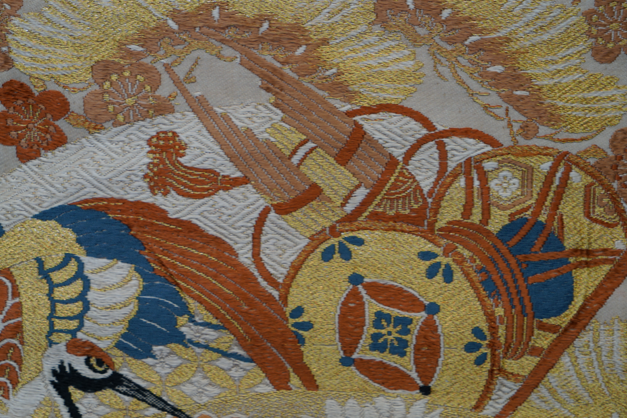 Circa 1910 Antique Silk Brocade Maru Obi