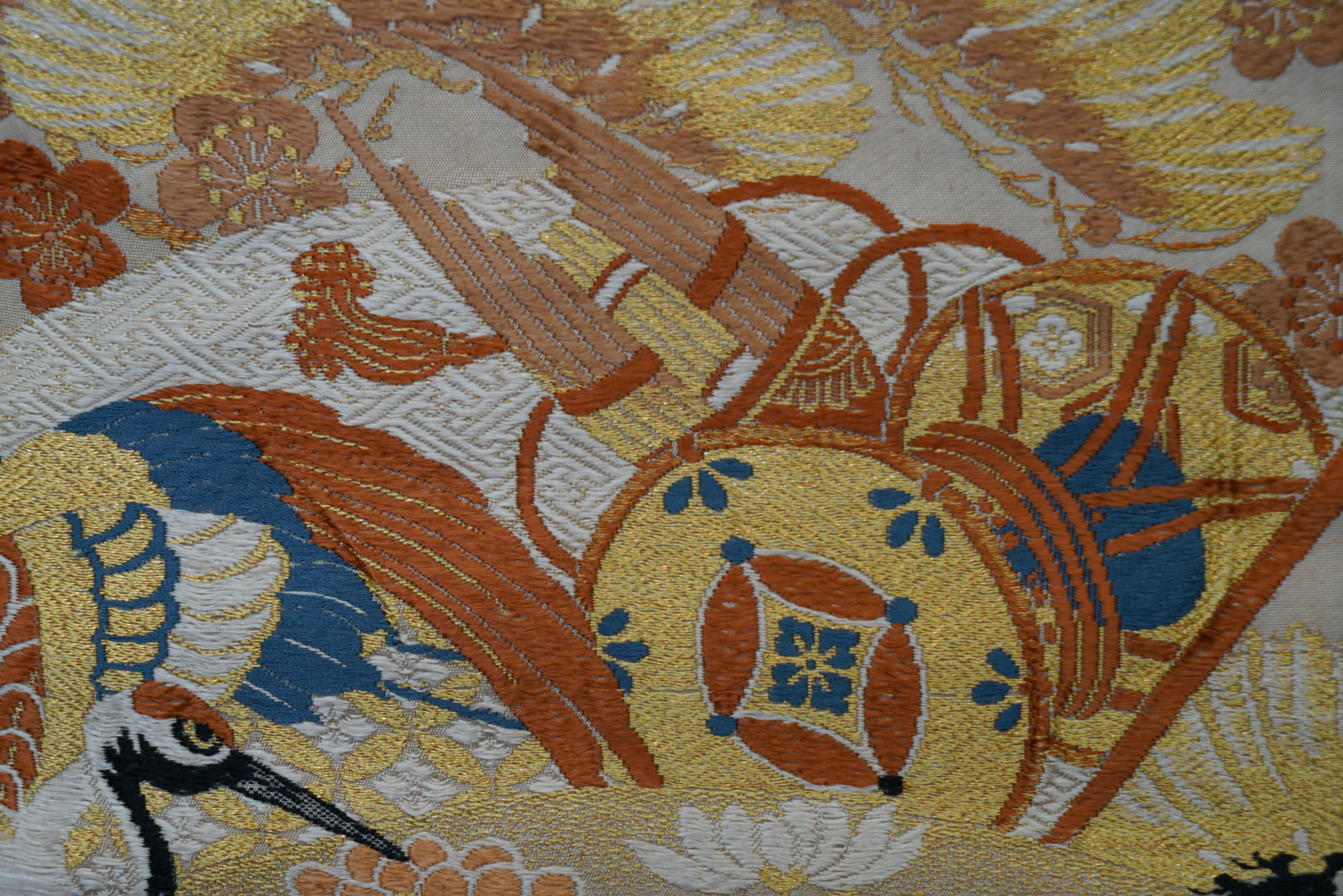 Circa 1910 Antique Silk Brocade Maru Obi