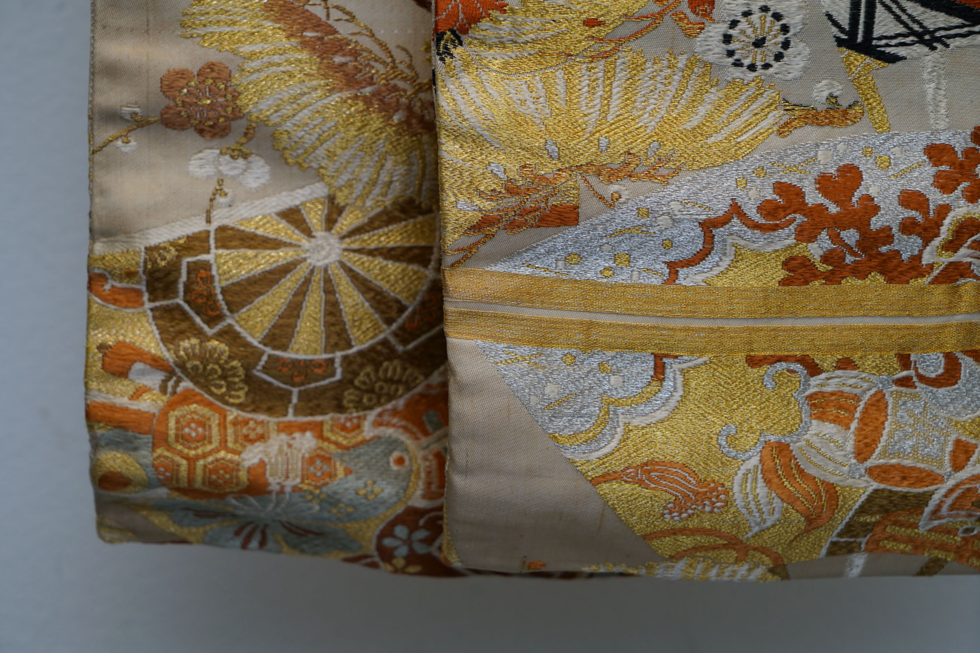 Circa 1910 Antique Silk Brocade Maru Obi