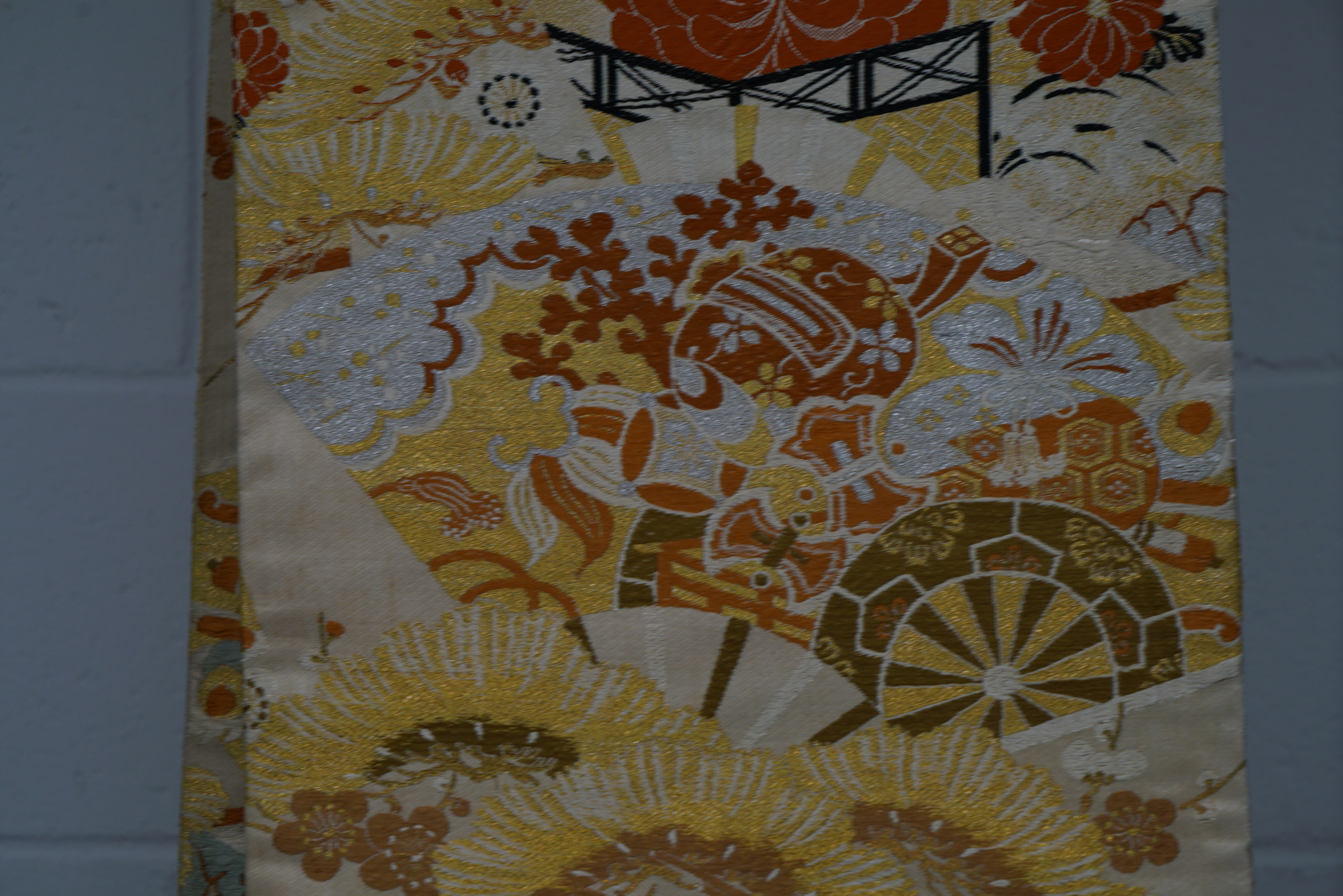 Circa 1910 Antique Silk Brocade Maru Obi