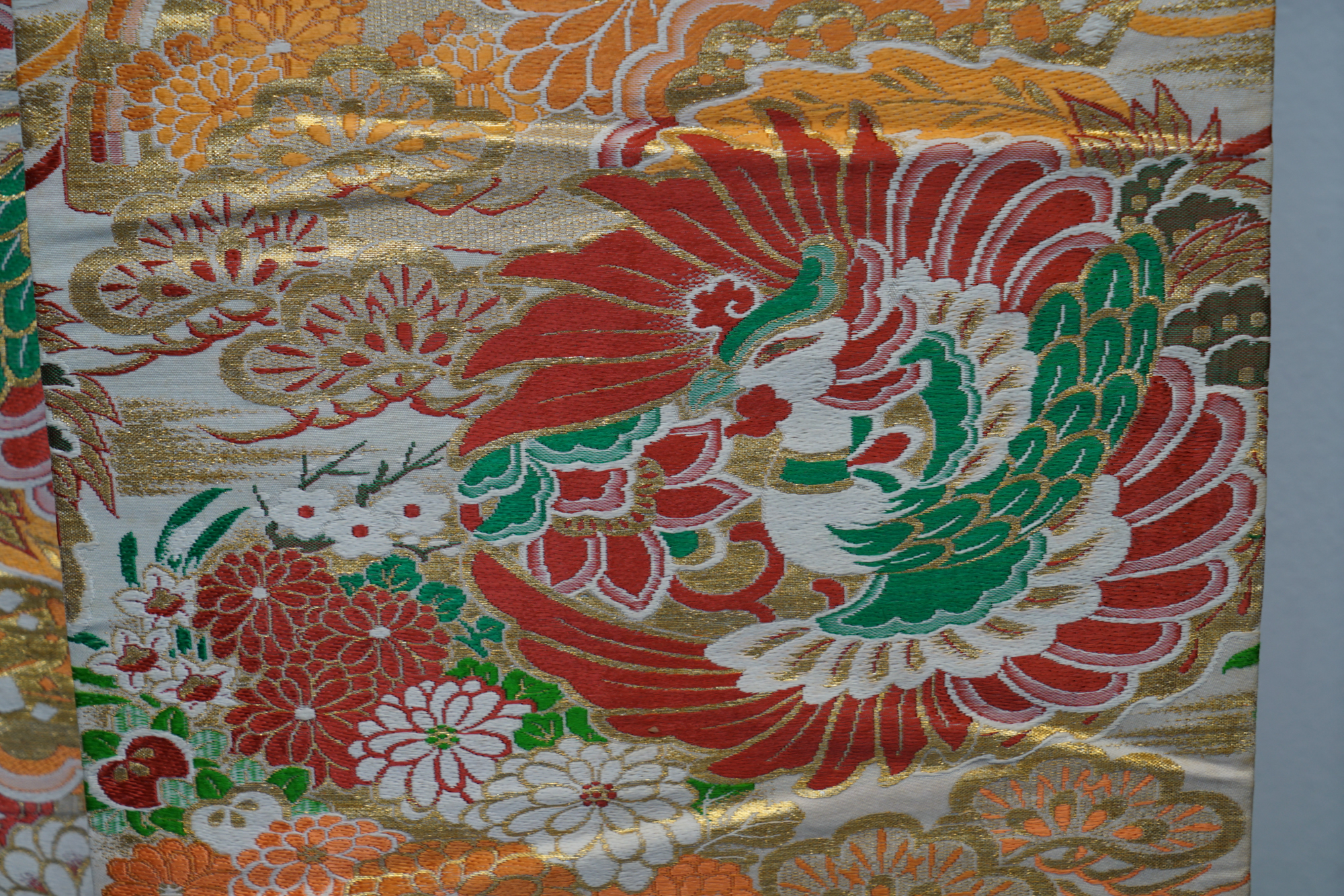 Circa 1915 Antique Hand Brocade Silk Maru Obi