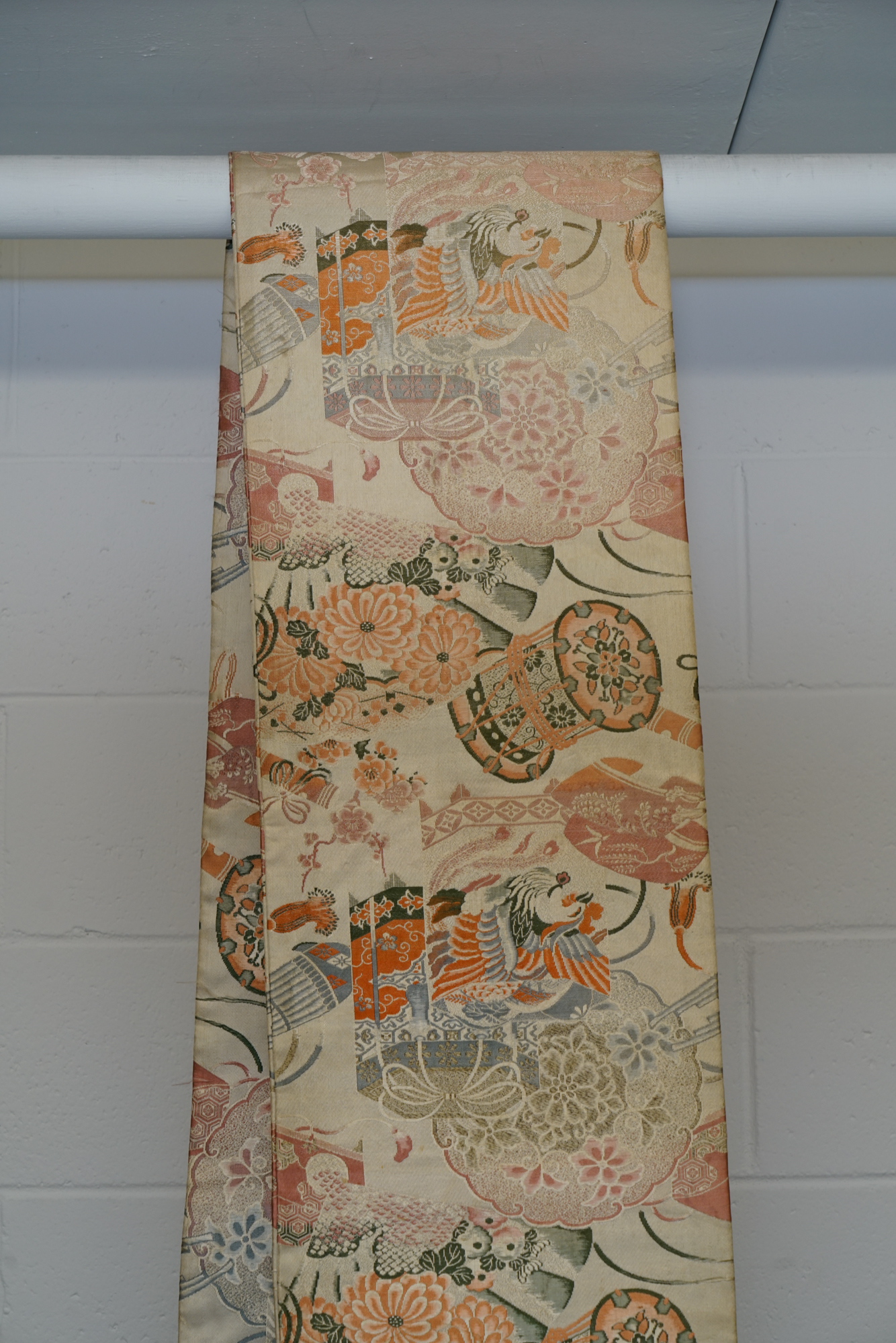 Circa 1900s Antique Hand Sewn Silk Maru Obi