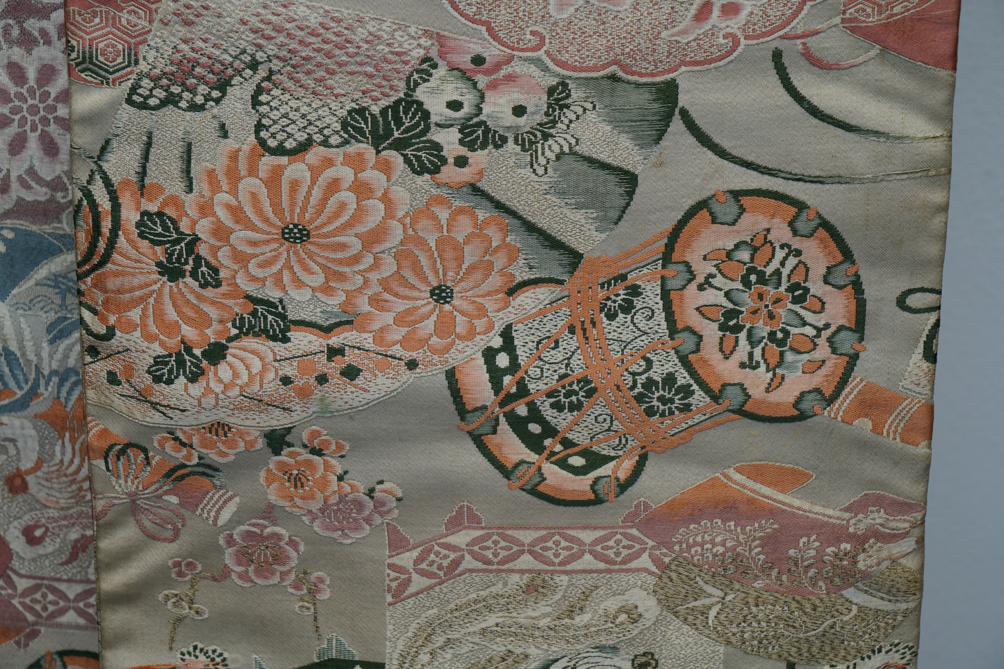 Circa 1900s Antique Hand Sewn Silk Maru Obi